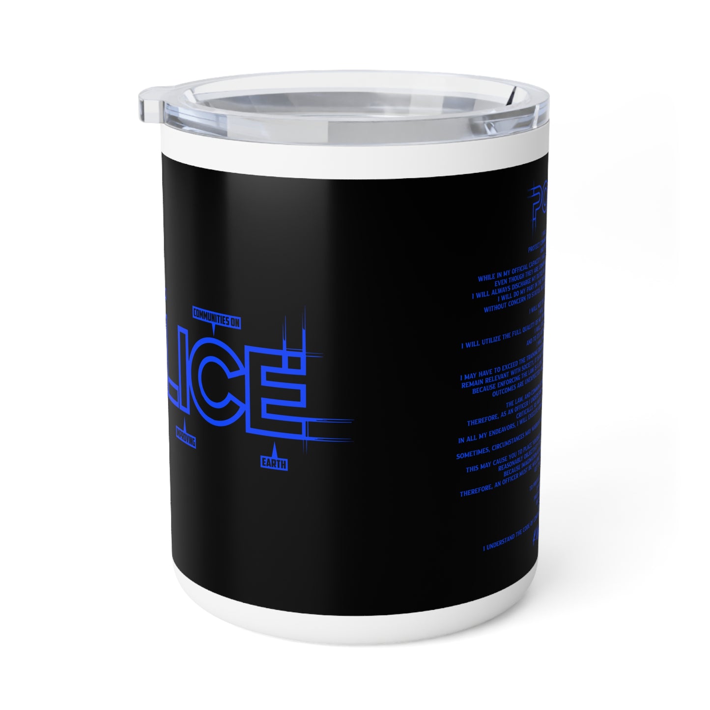P.O.L.I.C.E. (Professional Officer of Law Improving Communities on Earth) Urban Insulated Coffee Mug, 10oz - Perfect for Daily Coffee, Gifts for Police Officers