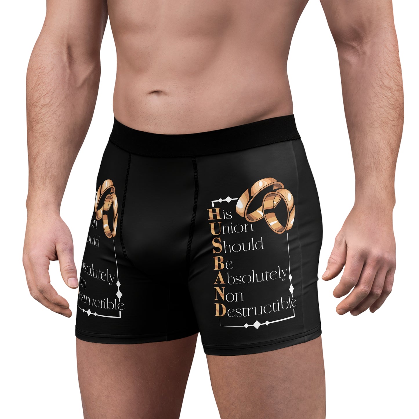 H.U.S.B.A.N.D. Boxer Briefs - Fun Wedding Gift, Anniversary Underwear, Novelty Male Loungewear, Unique Groom Present, His Union is Non Destructible