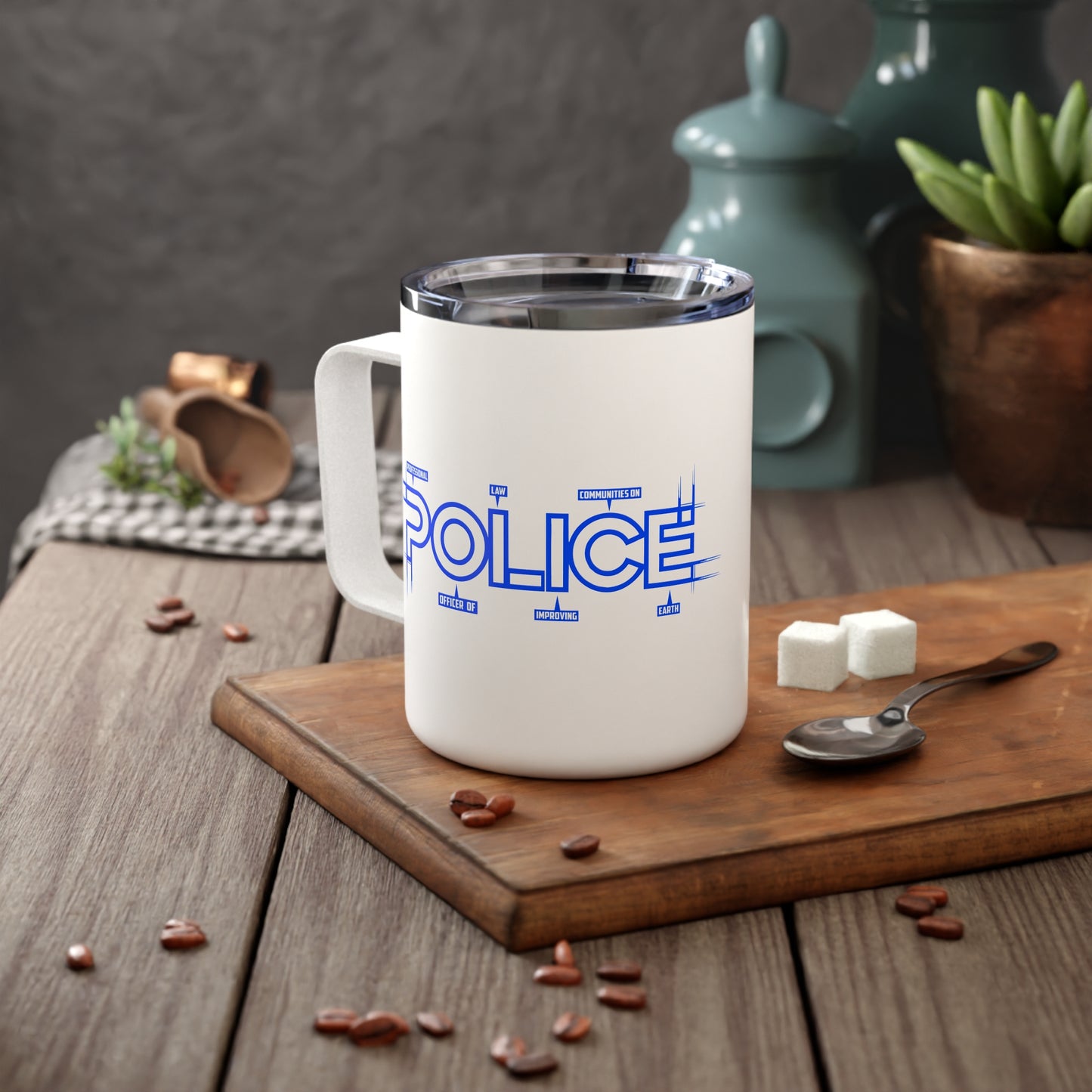 P.O.L.I.C.E. (Professional Officer of Law Improving Communities on Earth) Stylish Insulated Coffee Mug | Perfect for Law Enforcement