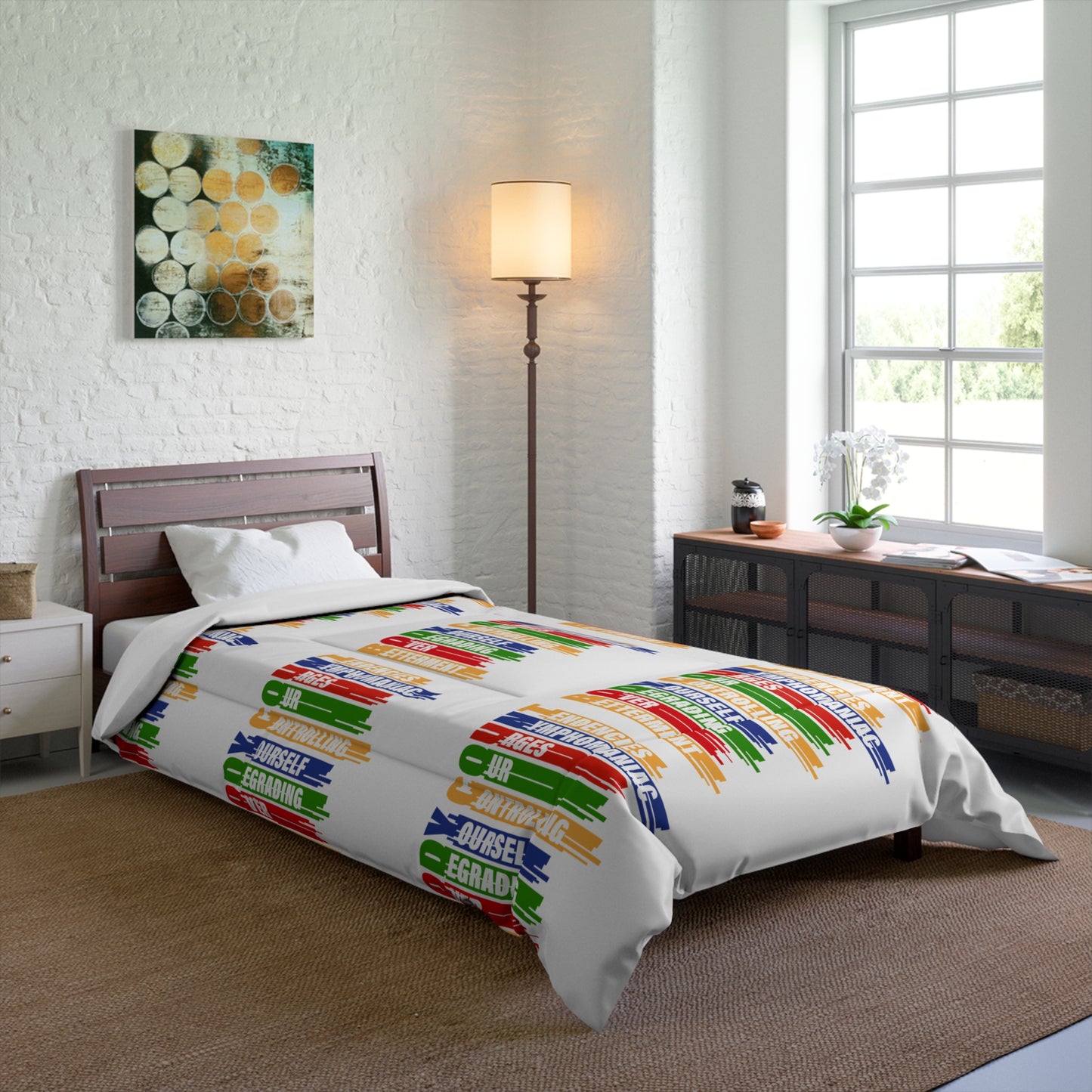 Body Count Comforter, Cozy Bedding for Dorms, Black Quilt, Unique Home Decor, Gift for Housewarmings
