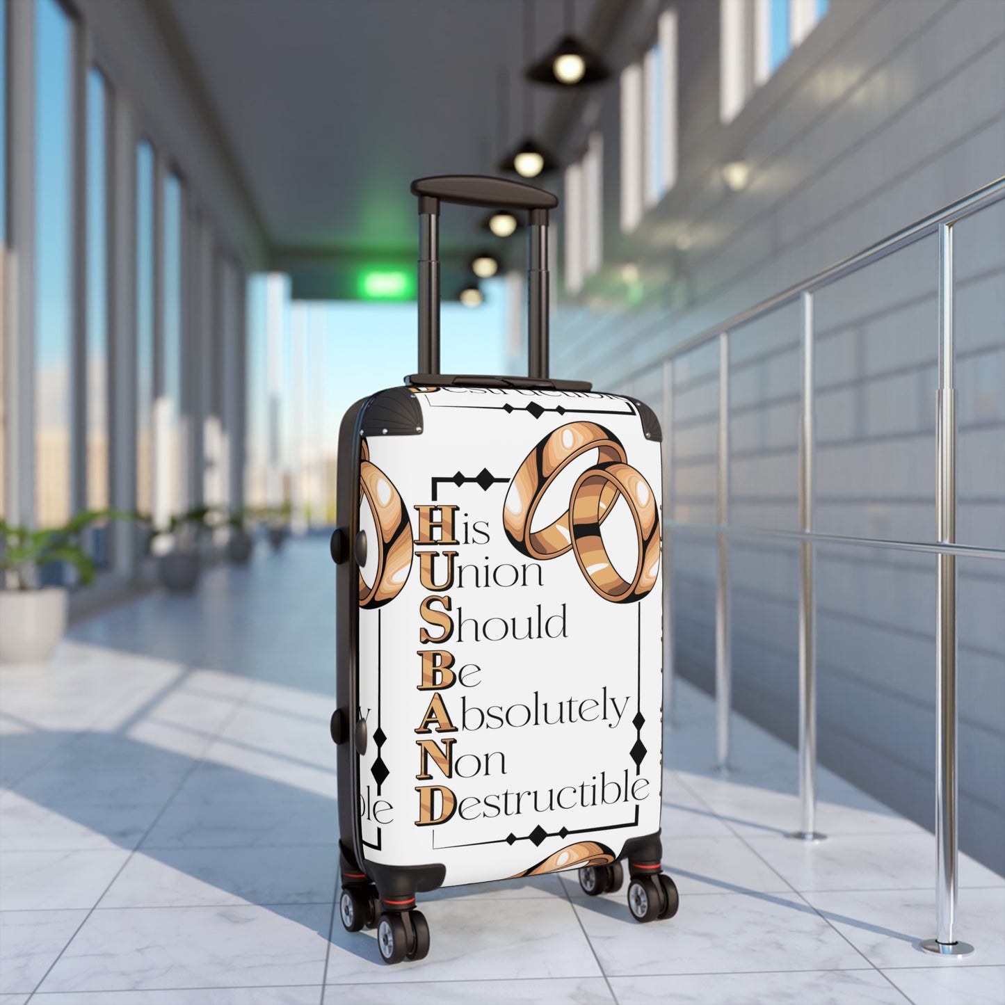 H.U.S.B.A.N.D.Personalized Travel Suitcase with Inspirational Wedding Design - Perfect for Newlyweds, Honeymoon, Anniversary Gifts, Wedding Travel