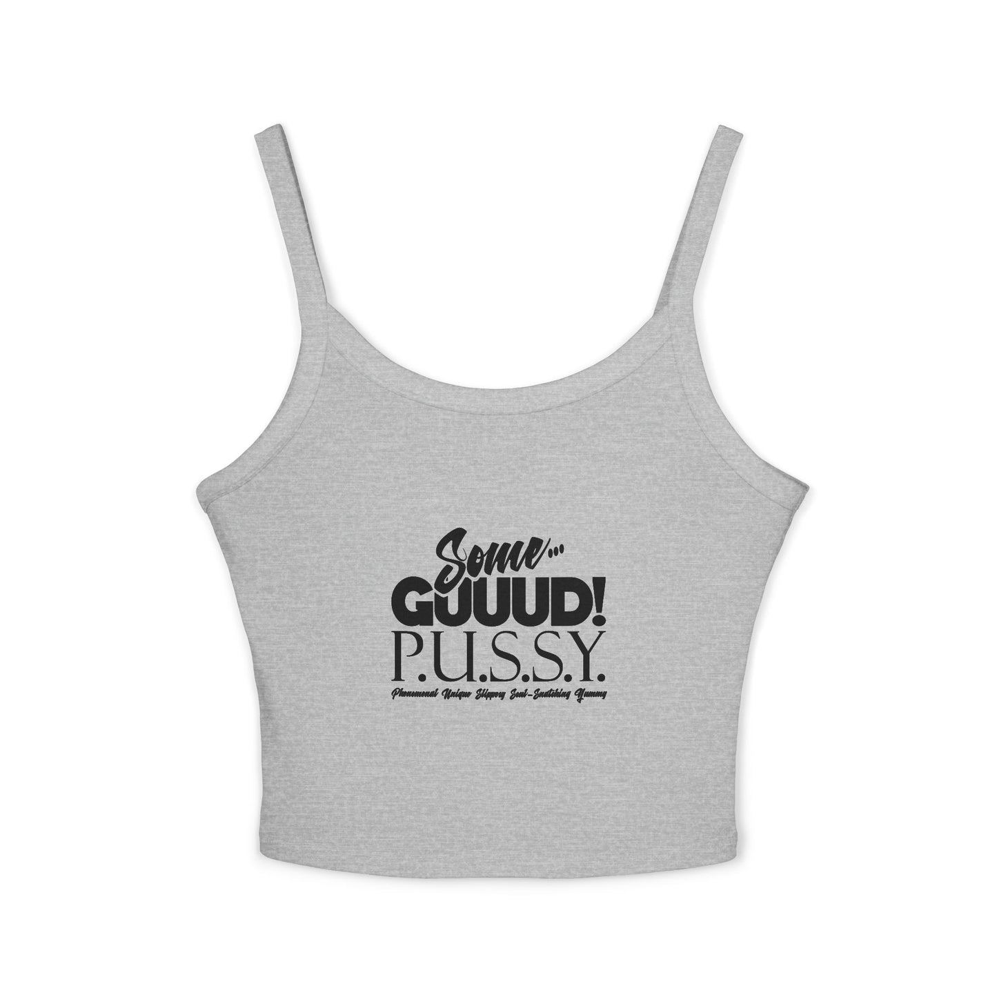 GUUD P.U.S.S.Y. Fun Graphic Tank Top for Women - Summer Style, Casual Wear, Trendy Spaghetti Strap