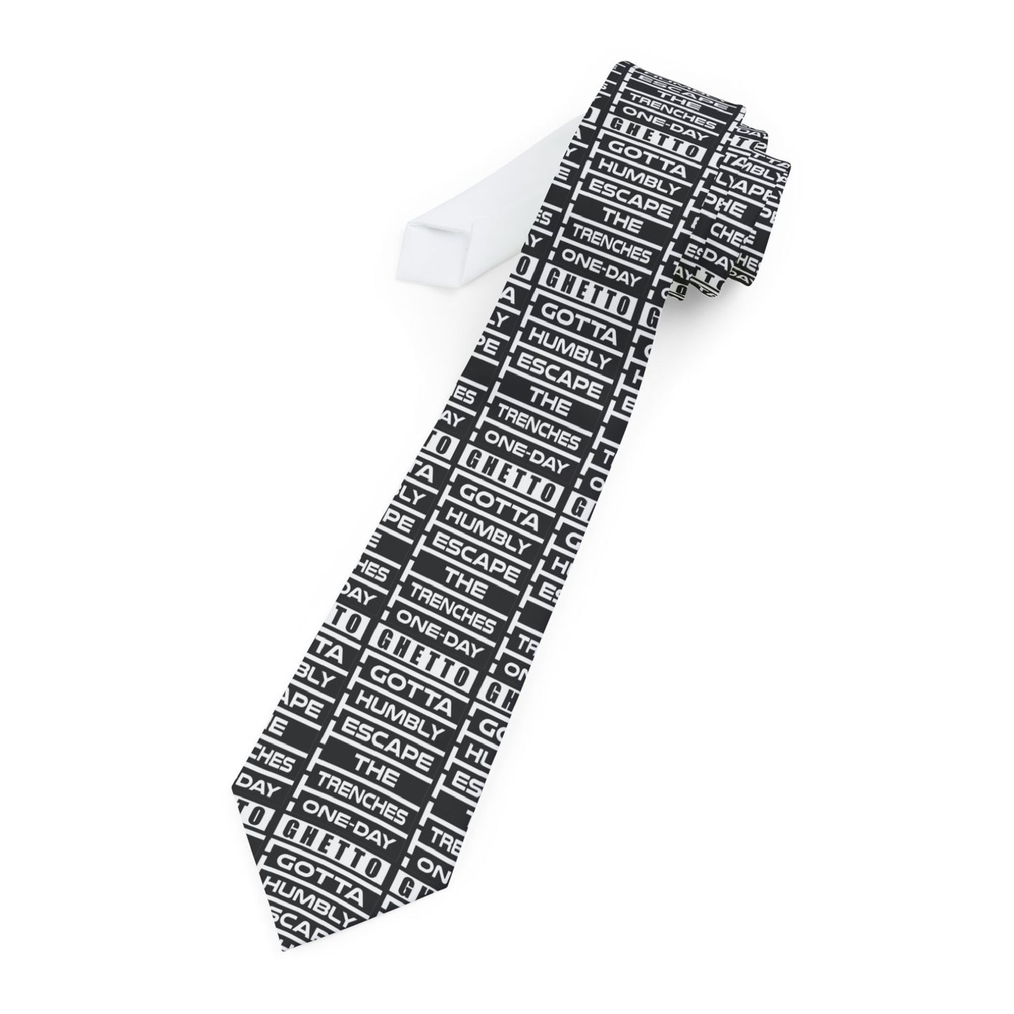 G.H.E.T.T.O. Stylish Necktie with Motivational Quotes, Perfect for Office Wear, Business Attire