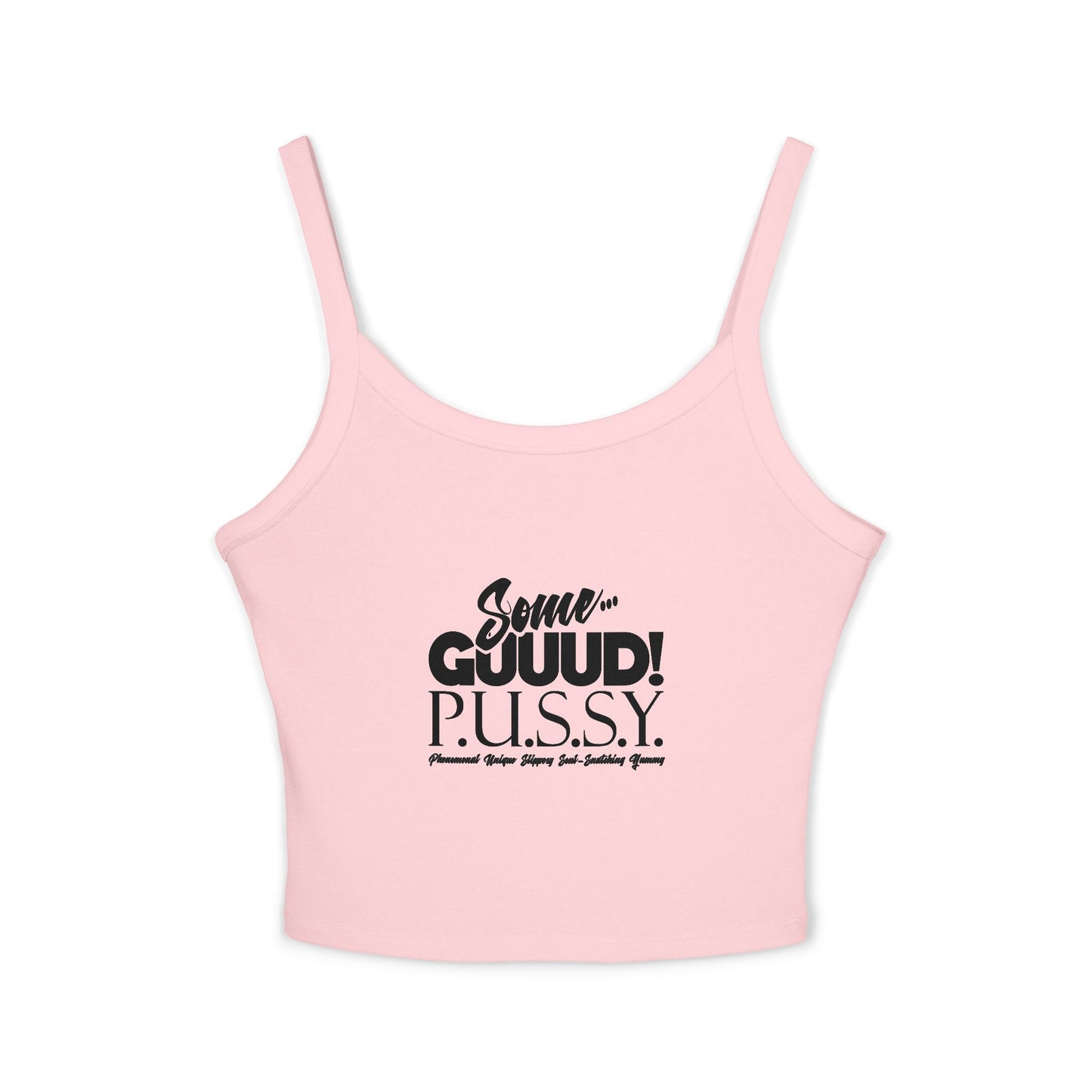 GUUD P.U.S.S.Y. Fun Graphic Tank Top for Women - Summer Style, Casual Wear, Trendy Spaghetti Strap