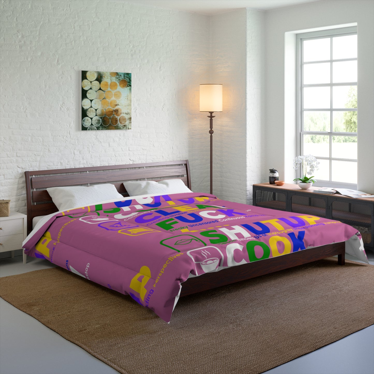 SHUT UP COOK CLEAN FUCK Comforter, Fun Bedding, Bedroom Decor, Unique Gift, Quirky Home Accessory, Holiday Present, Relaxing Atmosphere