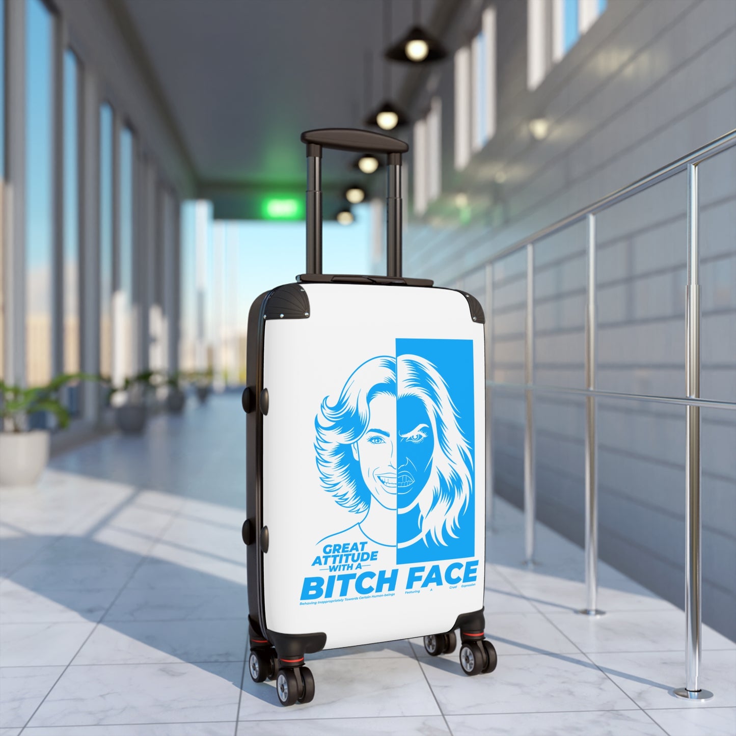 Resting Bitch Face Suitcase, Trendy Luggage, Stylish Travel Bag, Vacation Gear, Gift for Travelers, Fun Travel Accessory