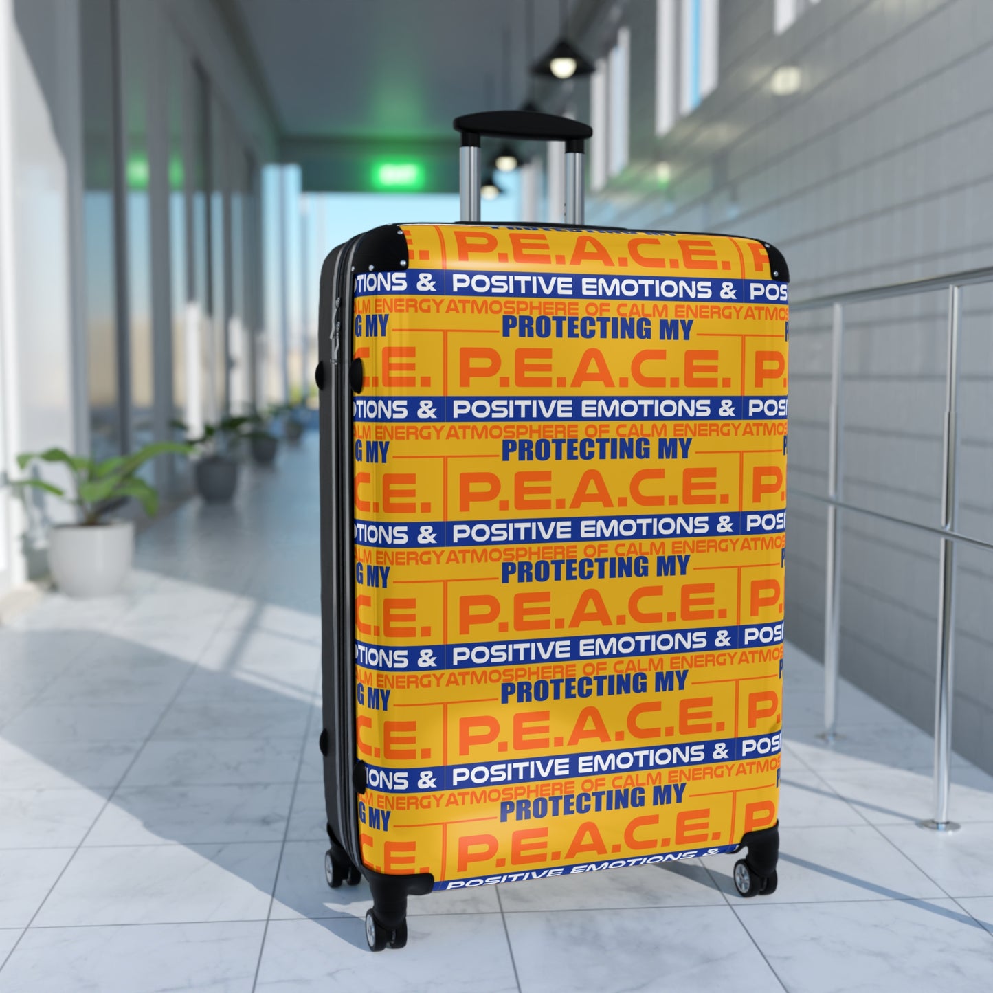 Protecting My P.E.A.C.E. Stylish Suitcase with Positive Vibes | Travel Gear, Luggage, Vacation Bag, Gift for Travelers, Peaceful Travel Essential