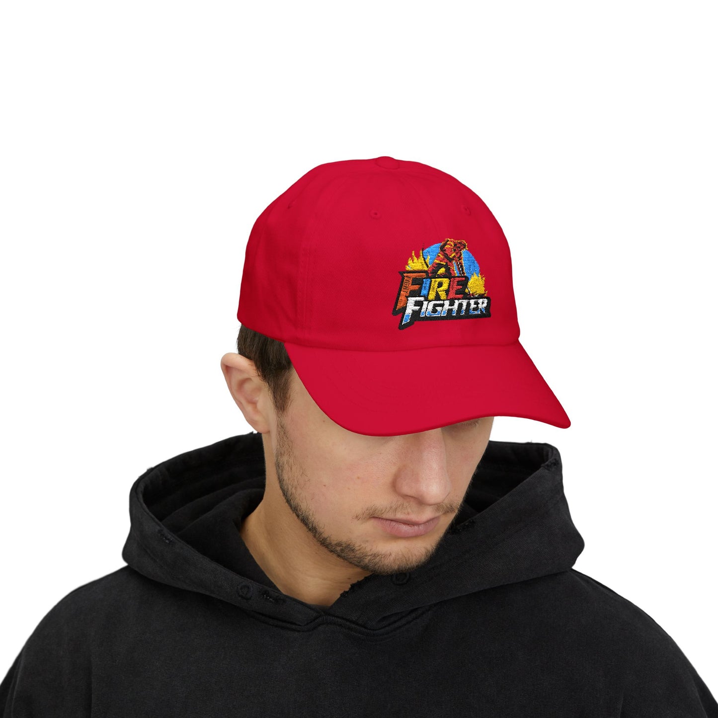 F.I.R.E.F.I.G.H.T.E.R. Vintage Dad Cap, Classic Dad Hat, Fireman Gift, Casual Cap for Heroes, Adjustable Black Firefighter Cap