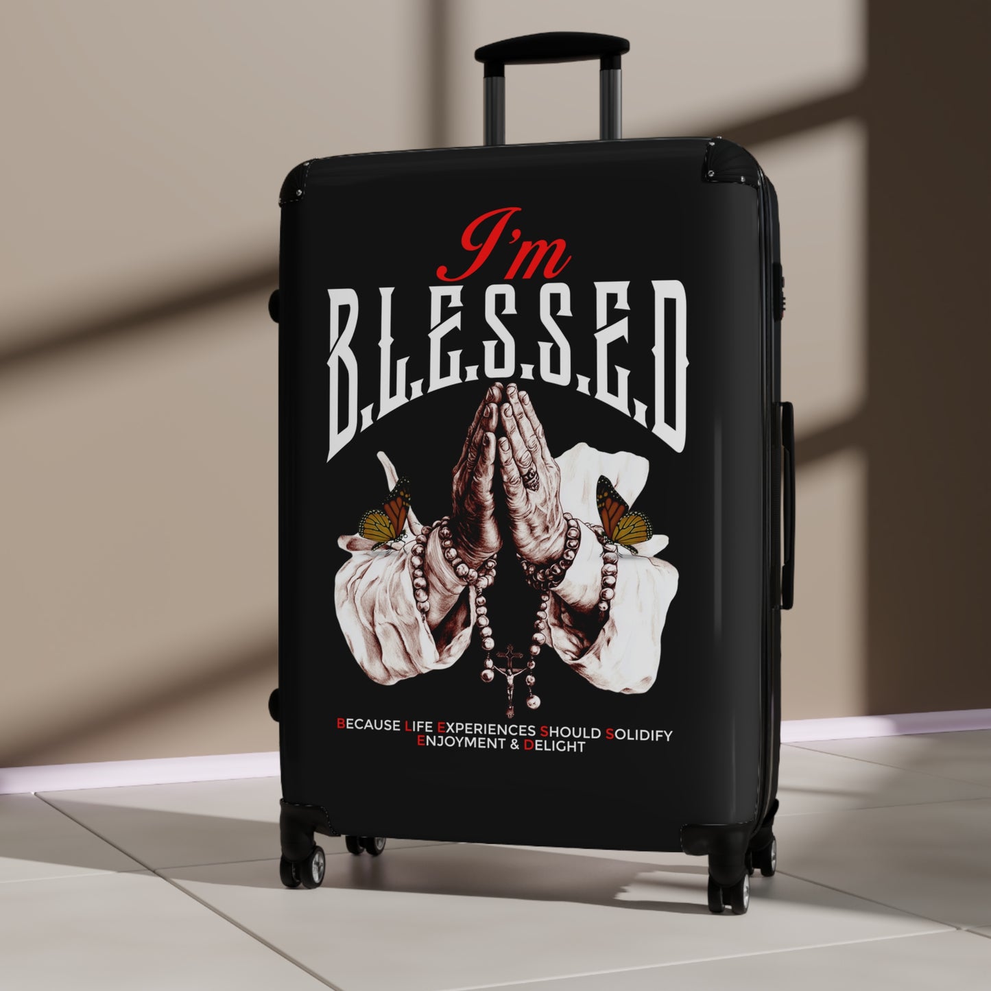 Blessed Travel Suitcase - Carry-On Luggage, Inspirational Gift, Travel Accessory, Unique Décor, Vacation Essentials, Adventure Ready