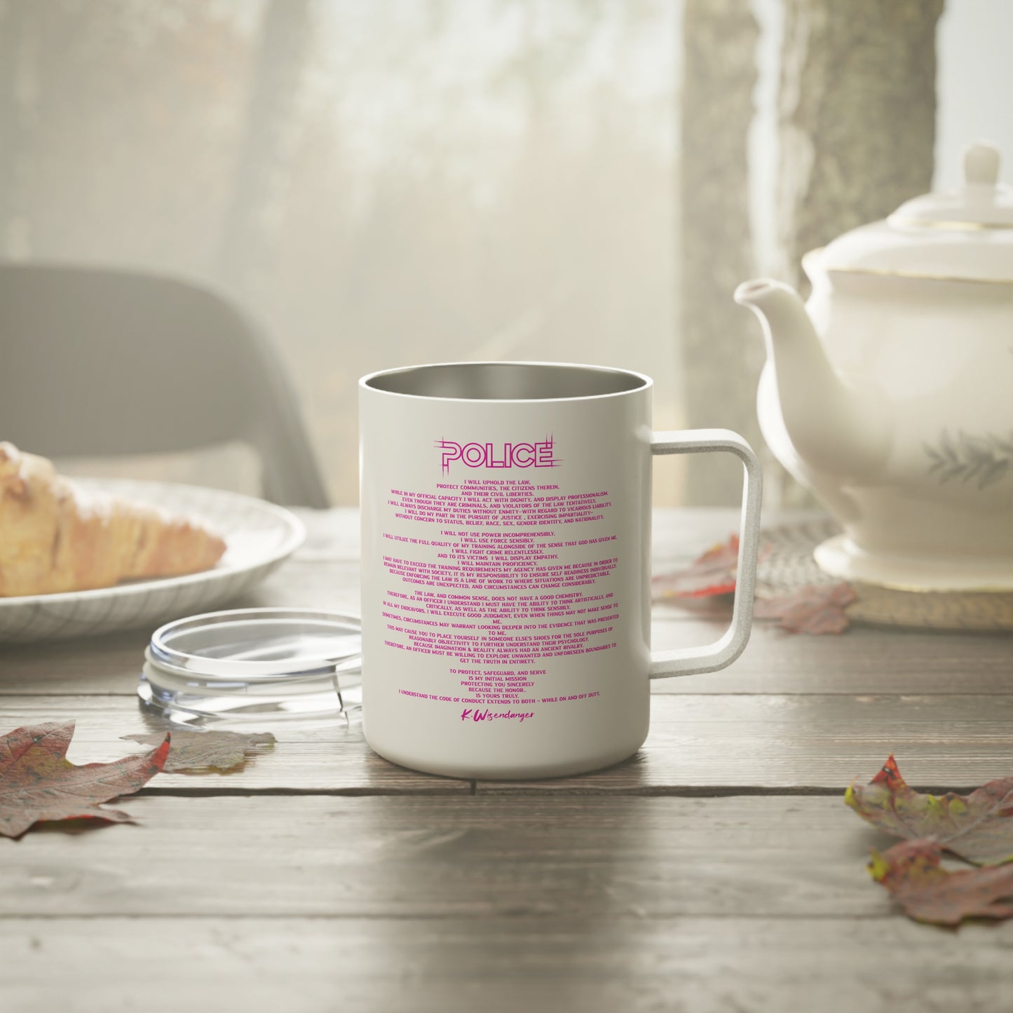 P.O.L.I.C.E. (Professional Officer of Law Improving Communities on Earth) Vibrant Insulated Coffee Mug | Unique Gift for Law Enforcement