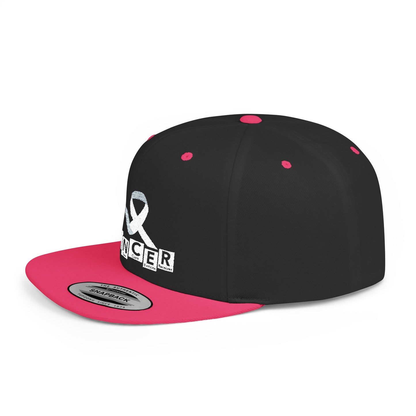 C.A.N.C.E.R. Awareness Flat Bill Snapback Hat - Supportive Gift for Loved Ones, Perfect for Events, Fundraisers, and Everyday Wear