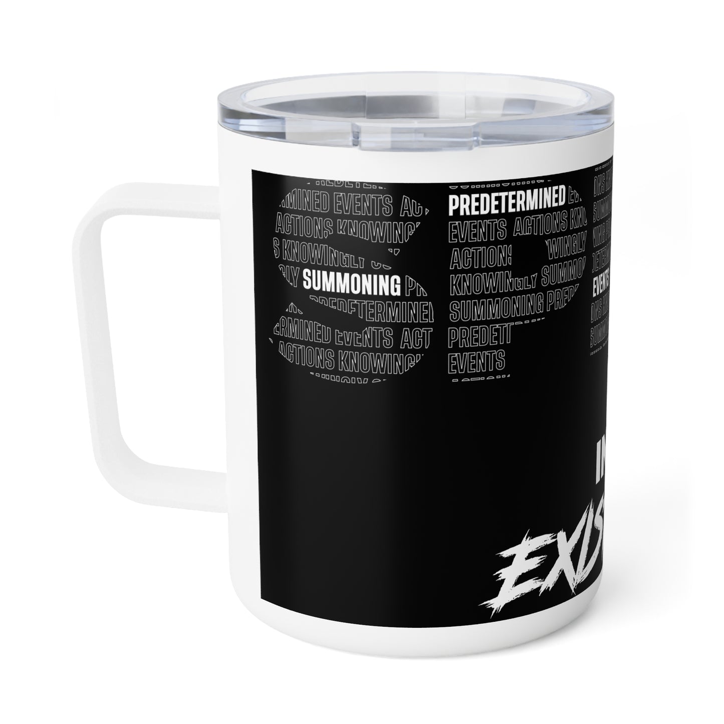 S.P.E.A.K. Into Existence Motivational Travel Mug, Perfect Gift for Goal-Getters, Coffee Lovers, Black and White Design