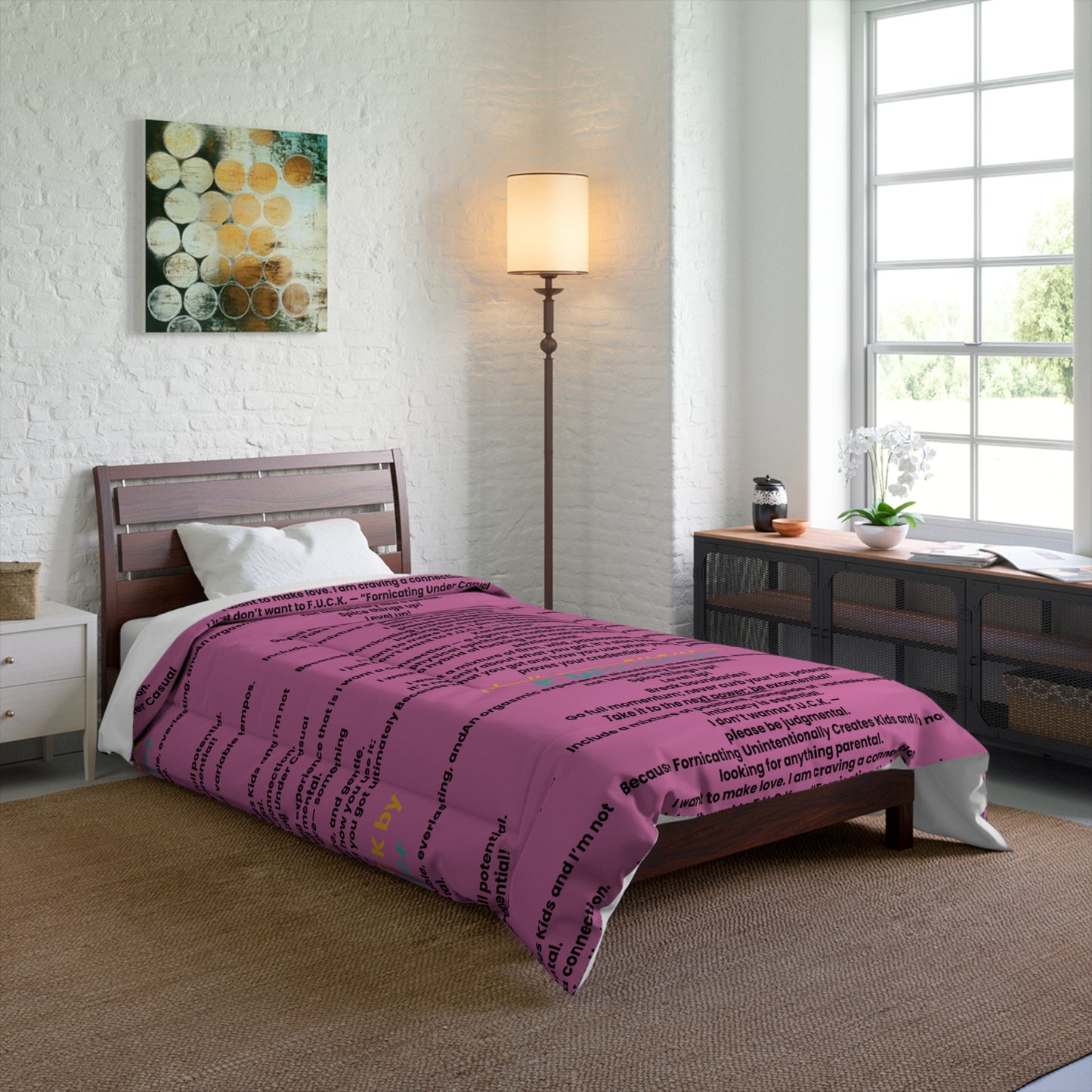 I Don't Wanna F.U.C.K. Unique Poem Comforter, Cozy Bedding, Funky Bedroom Decor,