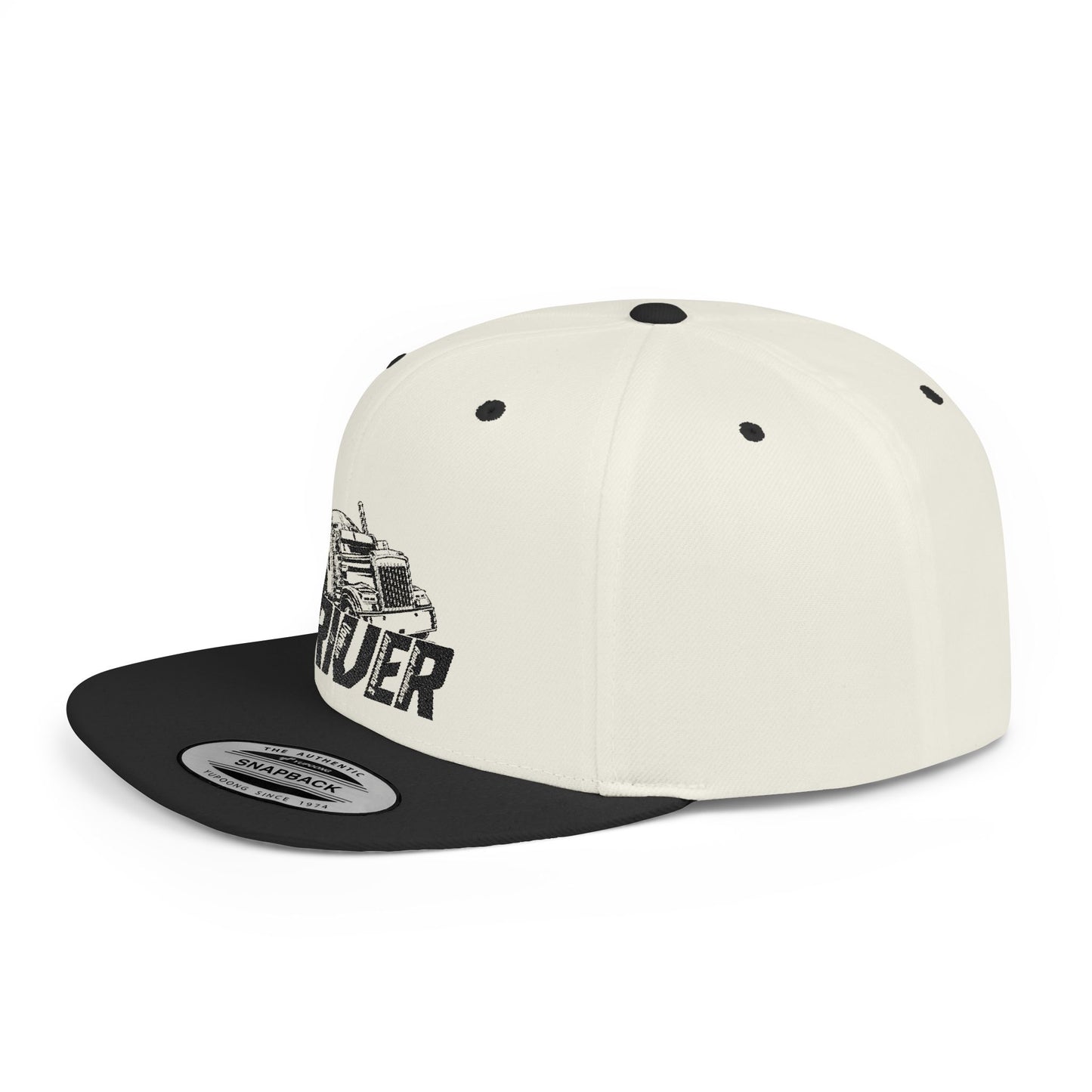 D.R.I.V.E.R. Flat Bill Snapback Hat | Cool Trucking Cap | Adjustable Men’s Hat | Gifts for Drivers | Fashionable Graphic Cap