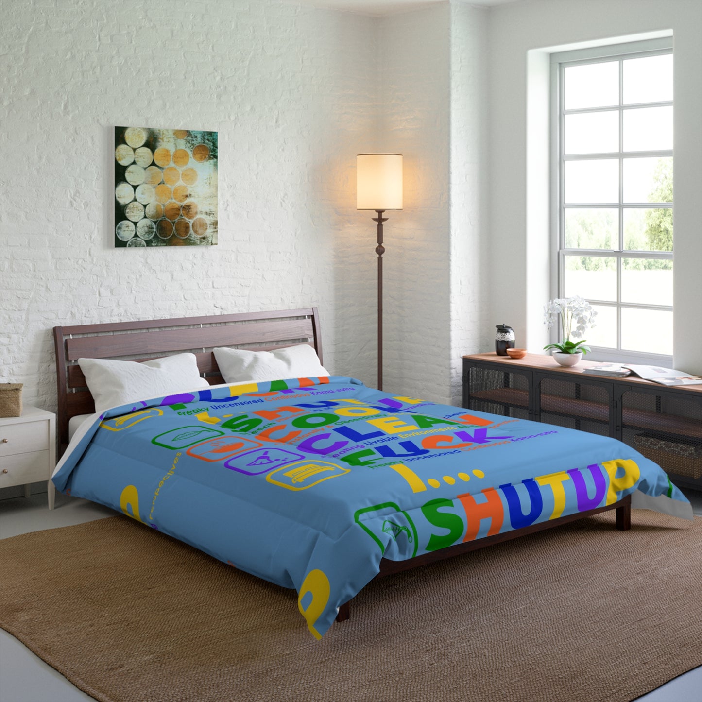 SHUT UP COOK CLEAN FUCK Comforter for Fun Bedroom Decor, Cozy Bedding for Teens, Unique Gift for Friends, Playful Home Accessories