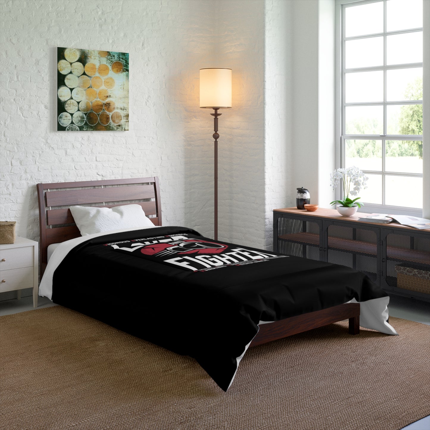 L.O.V.E.R. & F.I.G.H.T.E.R. Comforter | Motivational Bedding, Sports Themed Decor, Gift for Boxing Fans, Home Decor, Man Cave Essentials