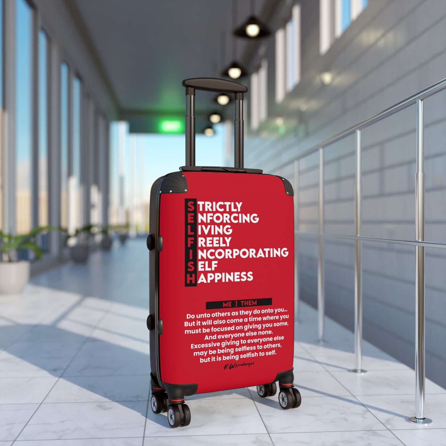 Self-Care Suitcase with Inspirational Quote, Travel Accessories, Vacation Essentials, Self-Love Gifts, Luggage for the Mindful Traveler