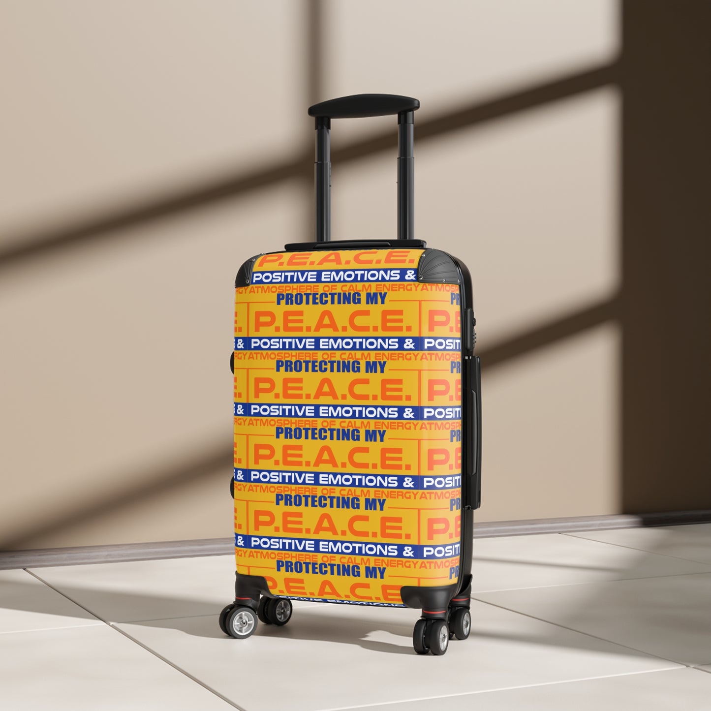 Protecting My P.E.A.C.E. Stylish Suitcase with Positive Vibes | Travel Gear, Luggage, Vacation Bag, Gift for Travelers, Peaceful Travel Essential