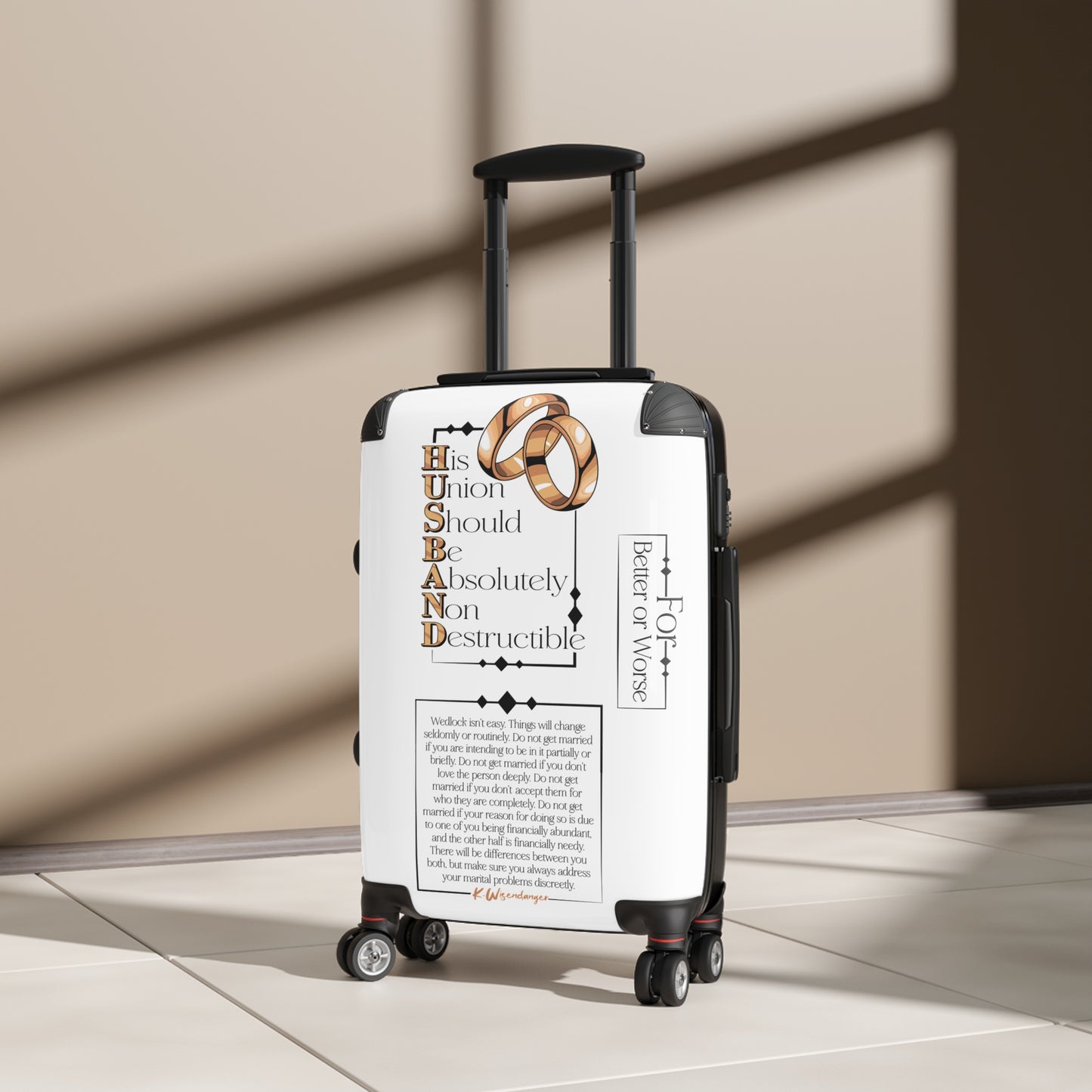 HUSBAND Suitcase with Inspirational Quote, Travel Gear, Honeymoon Essentials, Gift for Couples, Personal Luggage