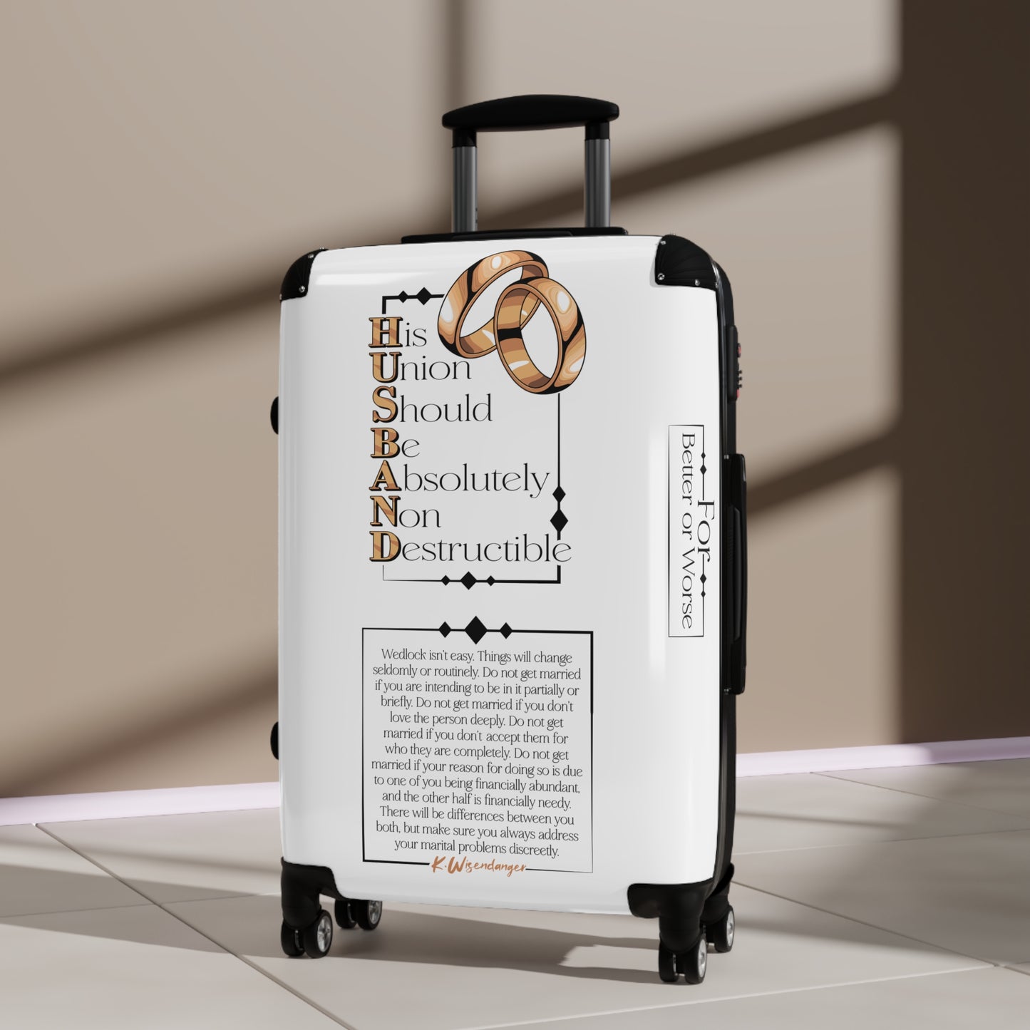 HUSBAND Suitcase with Inspirational Quote, Travel Gear, Honeymoon Essentials, Gift for Couples, Personal Luggage