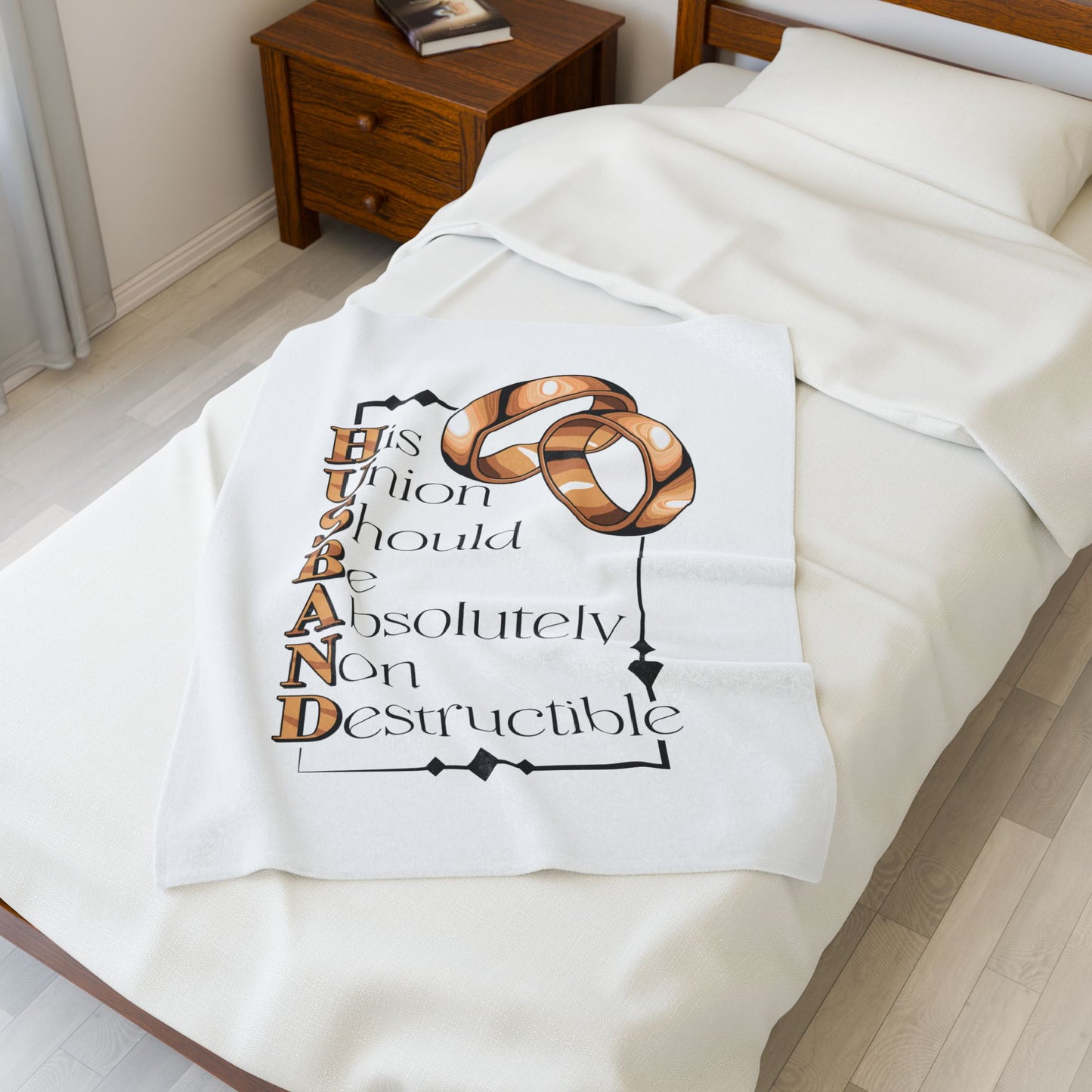 H.U.S.B.A.N.D. His Union Should Be Absolutely Non Destructible Velveteen Plush Blanket, Wedding Gift, Marriage Decor, Anniversary Gift,