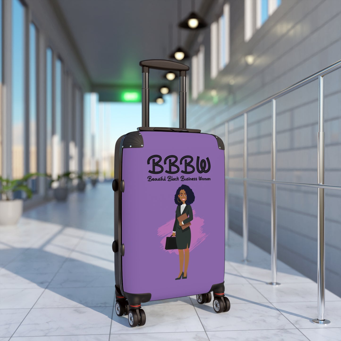 B.B.B.W. Stylish Travel Suitcase for Empowered Women, Personalized Luggage, Business Traveler Bag, Gift for Graduates, Black Woman Pride