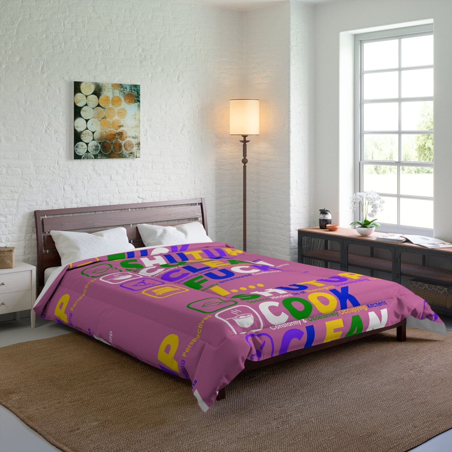 SHUT UP COOK CLEAN FUCK Comforter, Fun Bedding, Bedroom Decor, Unique Gift, Quirky Home Accessory, Holiday Present, Relaxing Atmosphere