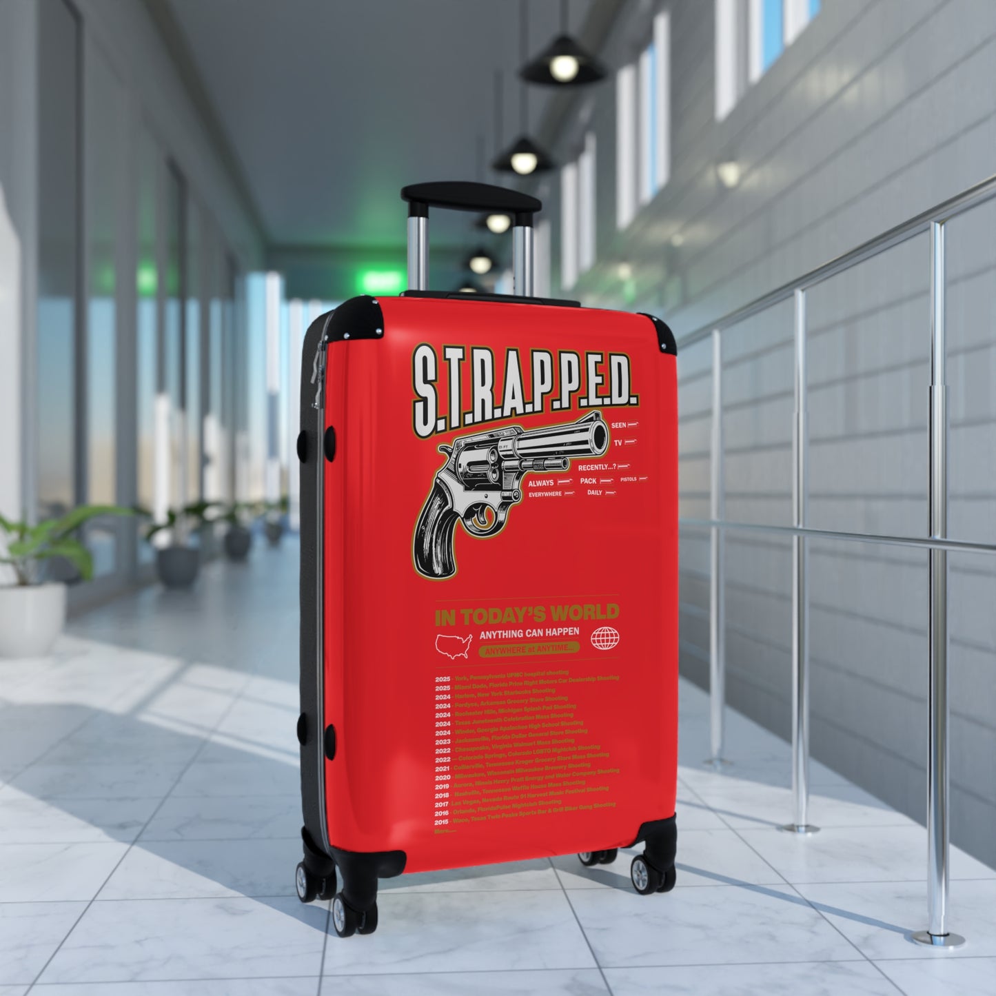 Gun Graphic Carry-On Luggage, Stylish Travel Bag, Unique Suitcase, Gift for Travelers, Suitcase with Attitude