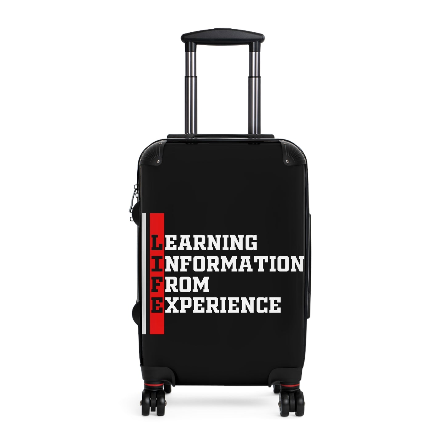 L.I.F.E (Learning Information From Experience) Travel Suitcase with Inspirational Quote | Luggage for Adventurers | Great Gift for Travelers, Students, Graduates