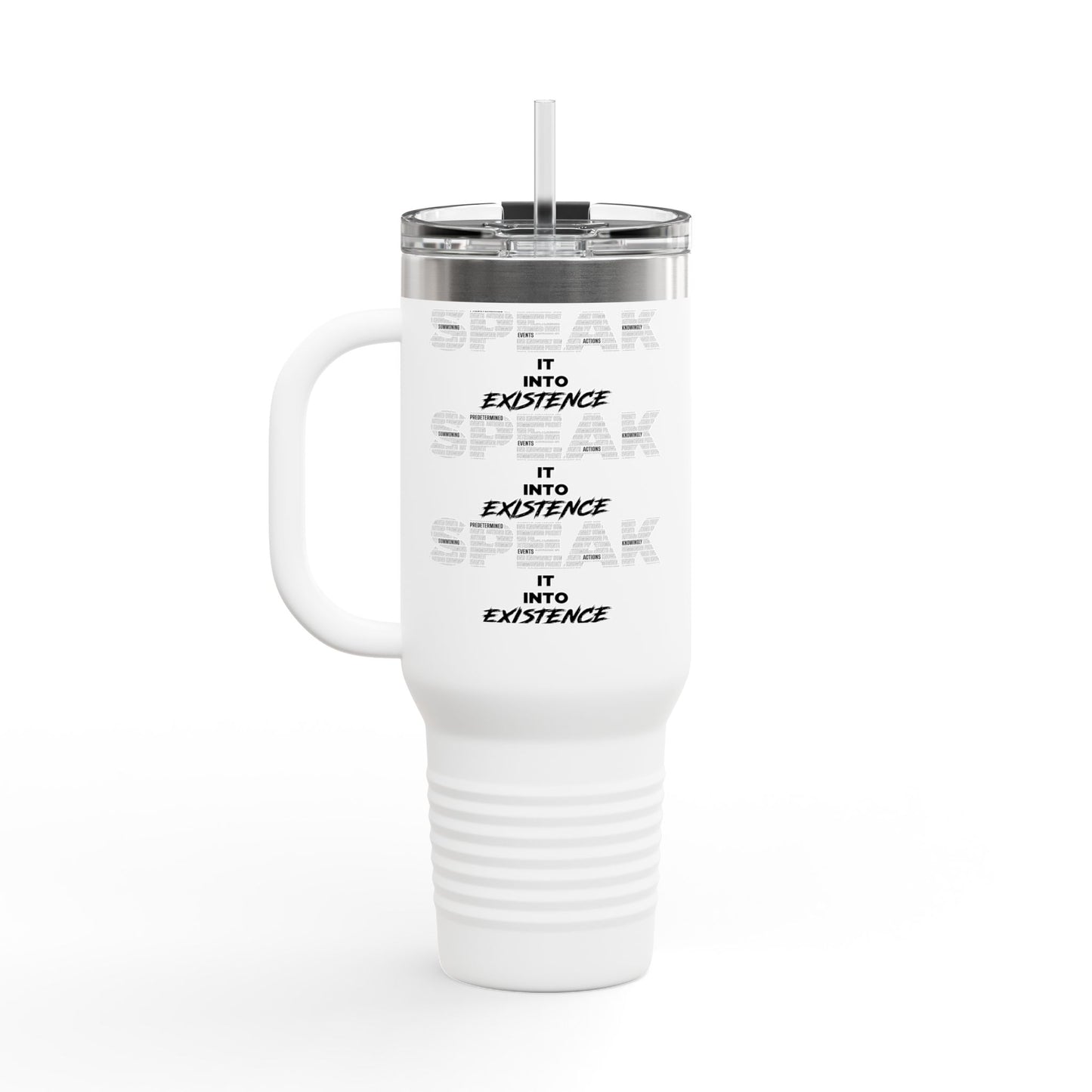 S.P.E.A.K. It Into Existence Stylish Insulated Travel Mug - 40oz, Trendy Coffee Tumbler for On-the-Go, Perfect for Road Trips