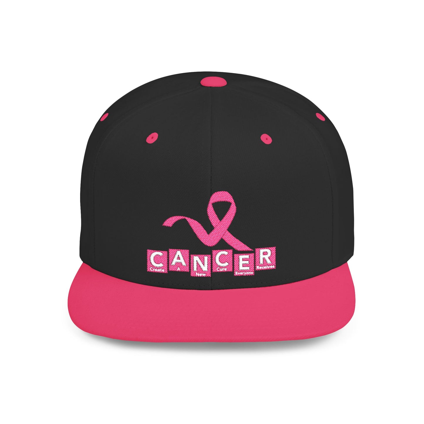 Breast C.A.N.C.E.R. Awareness Flat Bill Snapback Cap, Supportive Hat, Gift for Cancer Survivors, Advocacy Merchandise, Fundraising Events