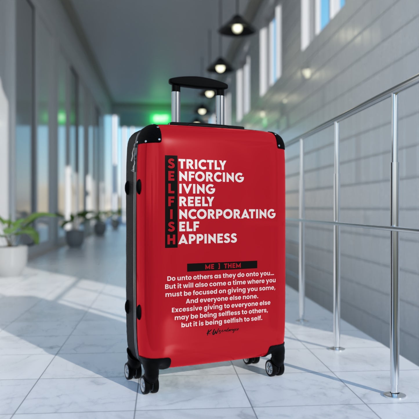 Self-Care Suitcase with Inspirational Quote, Travel Accessories, Vacation Essentials, Self-Love Gifts, Luggage for the Mindful Traveler