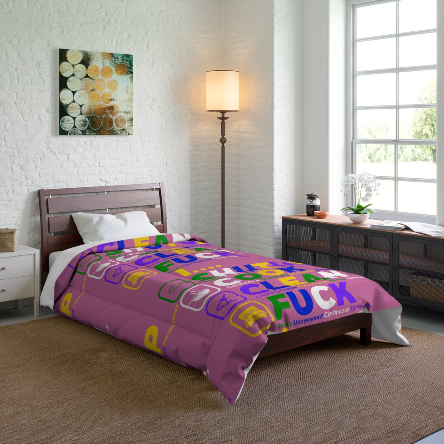 SHUT UP COOK CLEAN FUCK Comforter, Fun Bedding, Bedroom Decor, Unique Gift, Quirky Home Accessory, Holiday Present, Relaxing Atmosphere