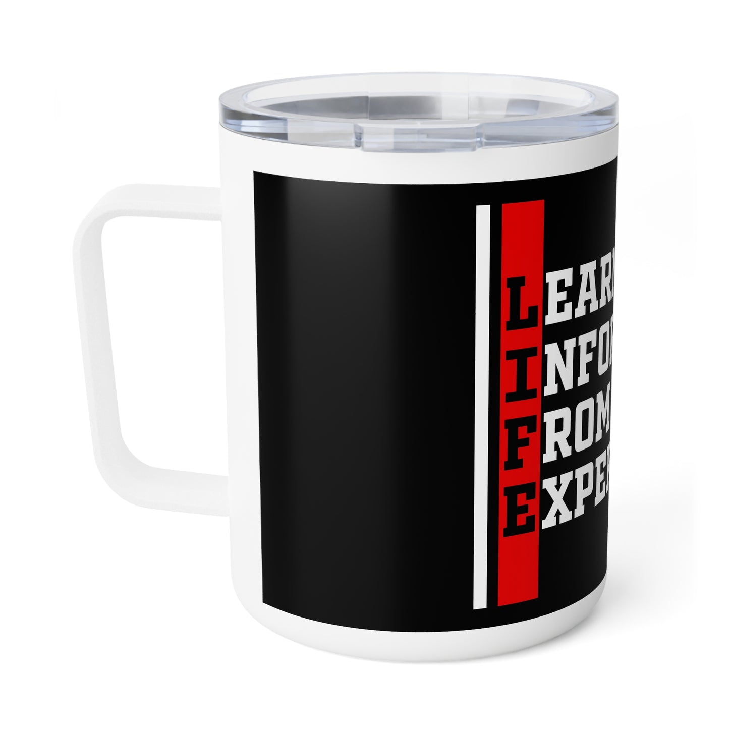 L.I.F.E. (Learning Information From Experience) Stylish Insulated Coffee Mug for Lifelong Learners, Hot Drinks, Gift for Students, Motivational Mug, Life Lessons, Experience Inspired