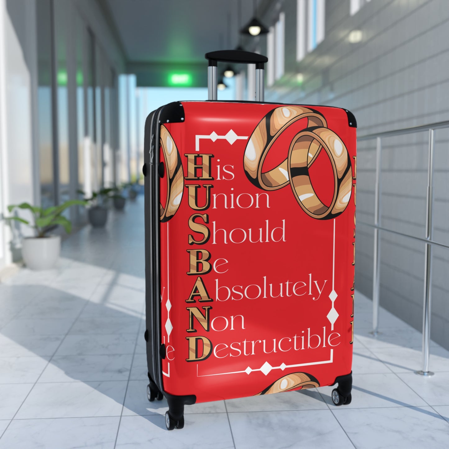 Husband Theme Suitcase | Travel Bag for Him, Unique Gift for Newlyweds, Anniversary Gift, Funny Wedding Travel