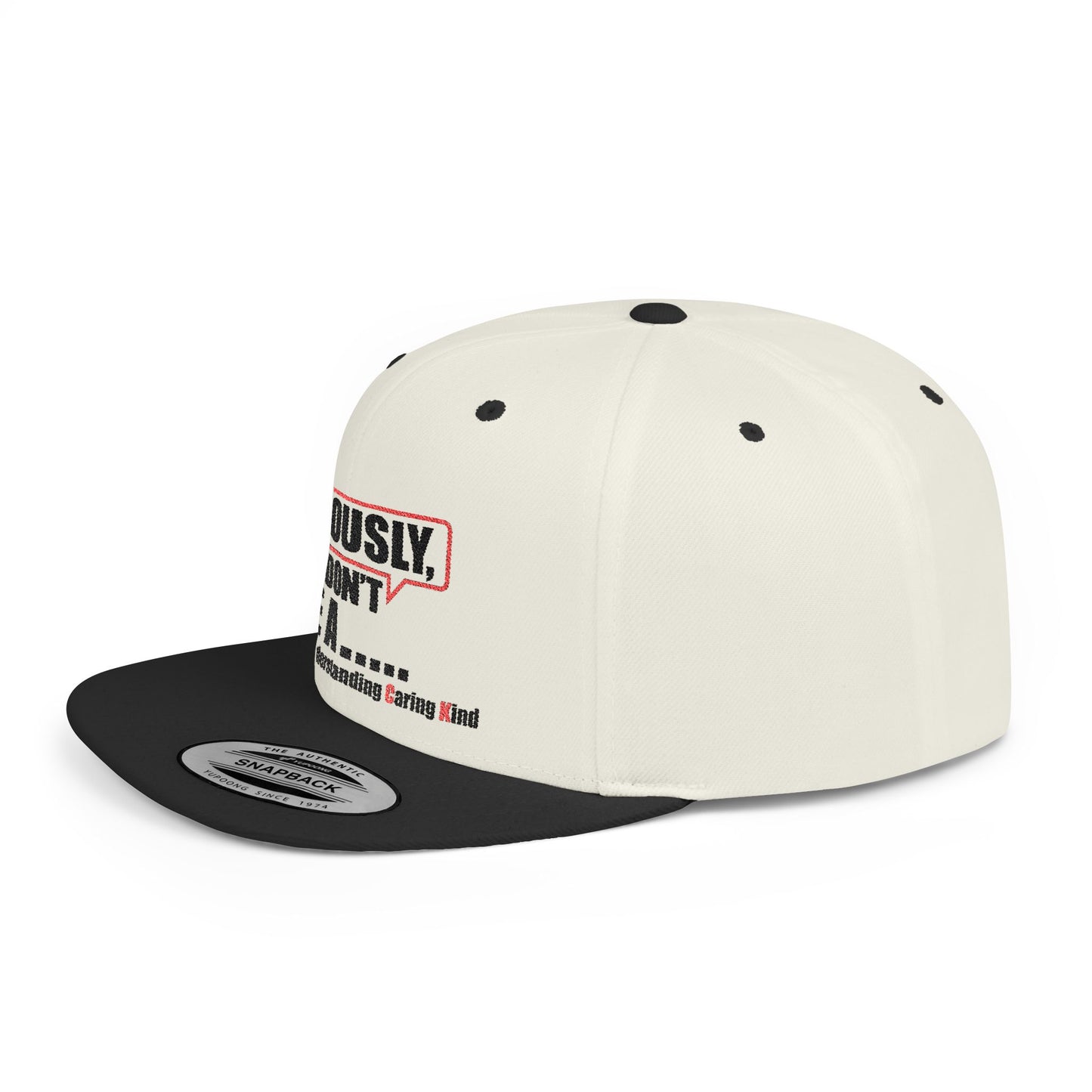 I Just Don't Give A F.U.C.K. Humorous Flat Bill Snapback Cap - Fun Gift for Casual Style,