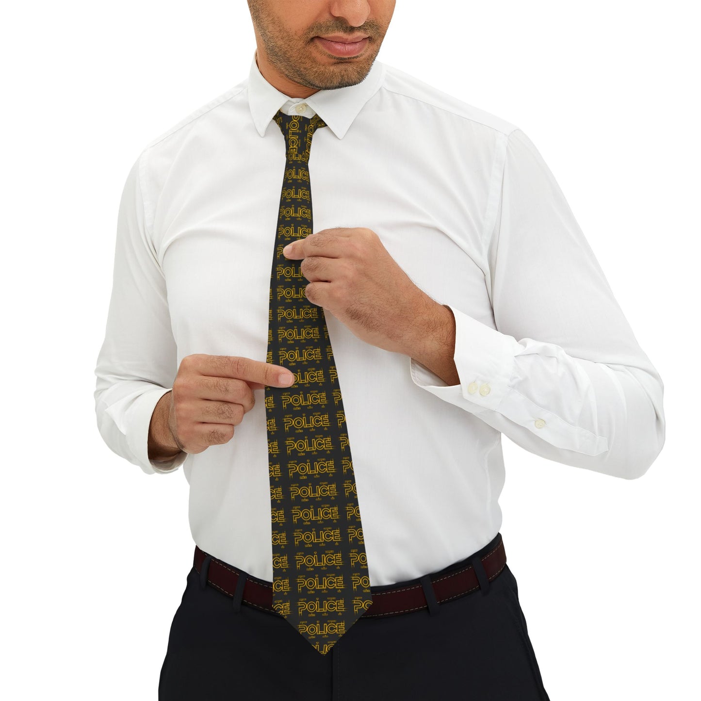 P.O.L.I.C.E. Stylish Necktie for Formal Occasions, Unique Pattern Tie, Gift for Dads, Wedding Attire, Office Wear, Birthday Present