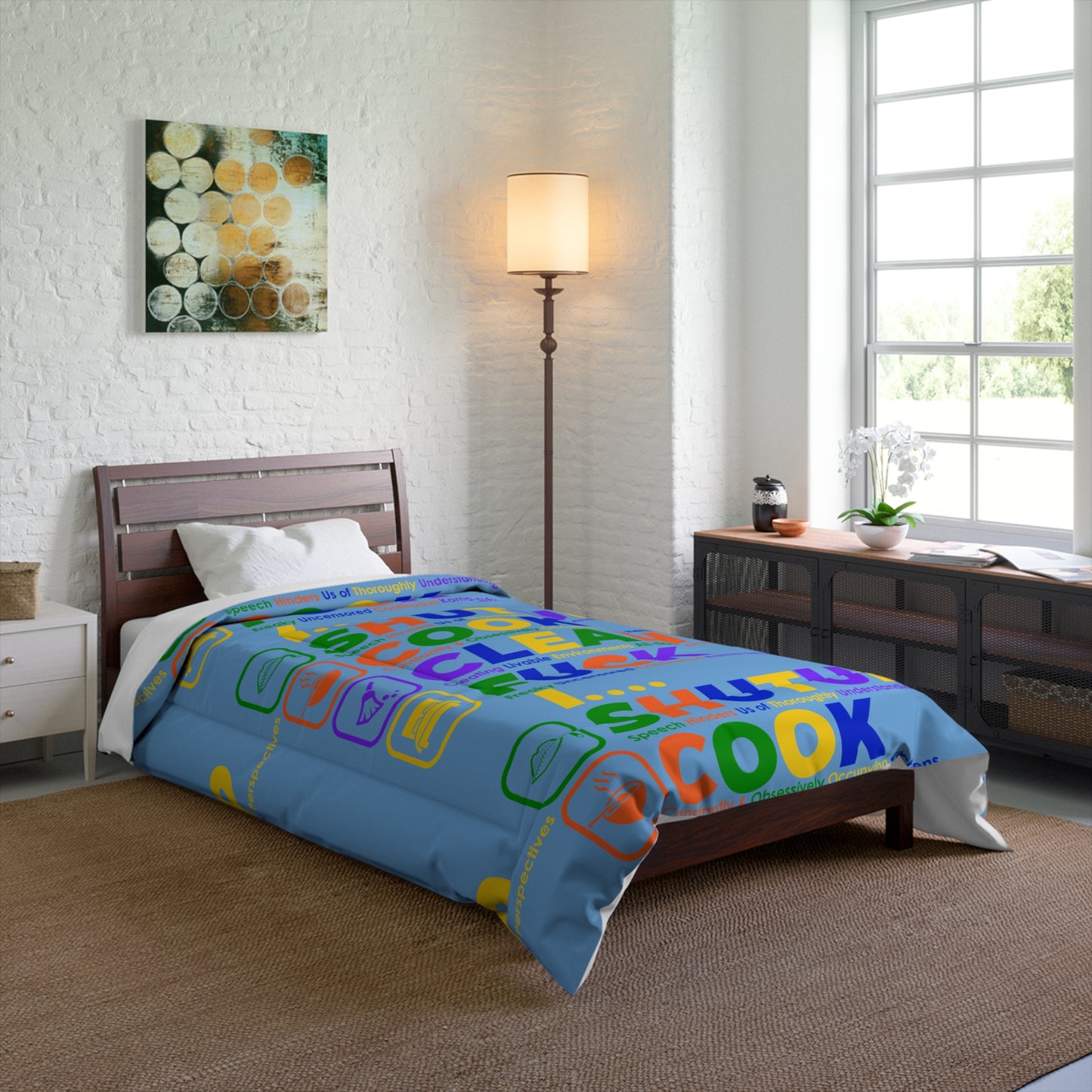 SHUT UP COOK CLEAN FUCK Comforter for Fun Bedroom Decor, Cozy Bedding for Teens, Unique Gift for Friends, Playful Home Accessories