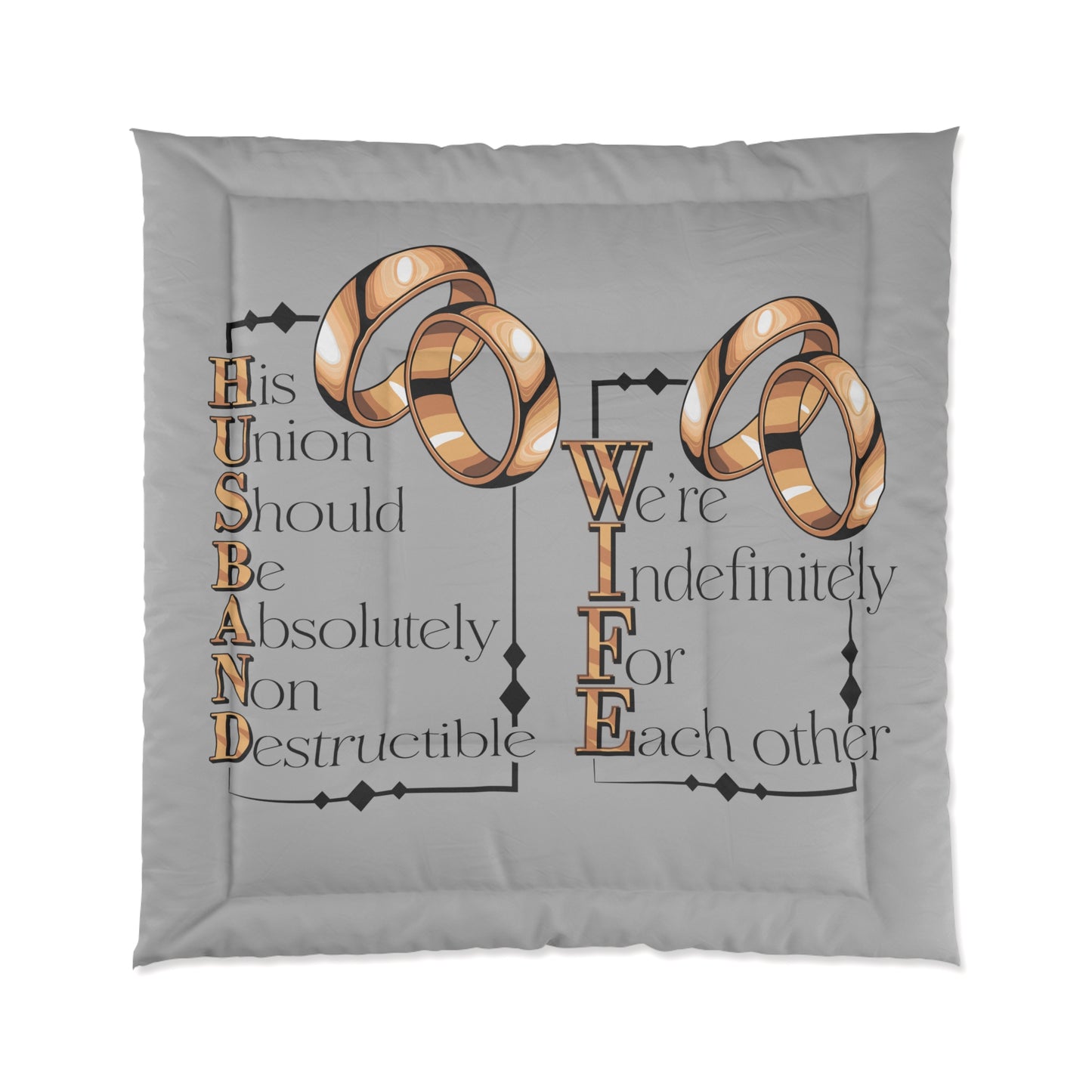 H.U.S.B.A.N.D. W.I.F.E. Couple Comforter, Wedding Gift, Anniversary Bedding, Love Decor, Cozy Bedroom Essentials