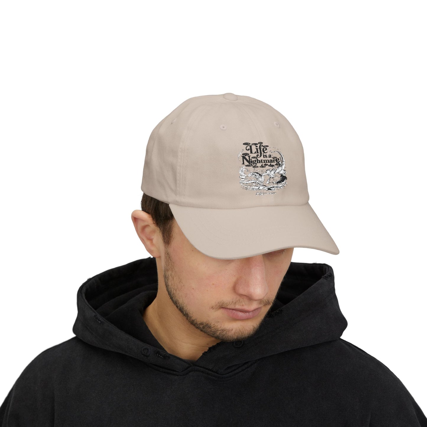 Classic Cap with "Life is a Nightmare" Design, Casual Hat,  Adjustable Cap