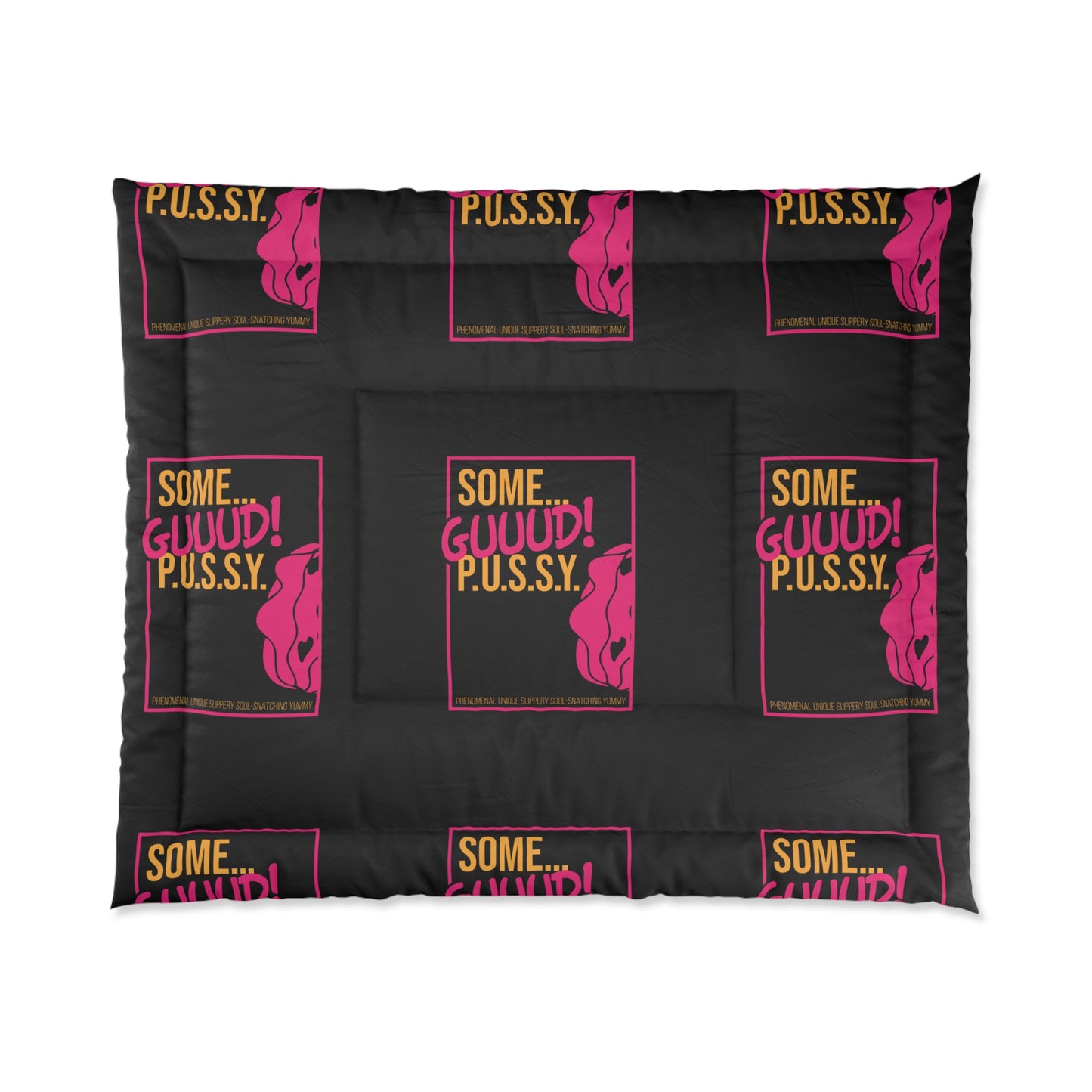 GUUUD PUSSY Graphic Comforter, Cozy Bedspread for Dorm Room, Modern Bedroom Decor, Gift for Her, Fun Home Accents