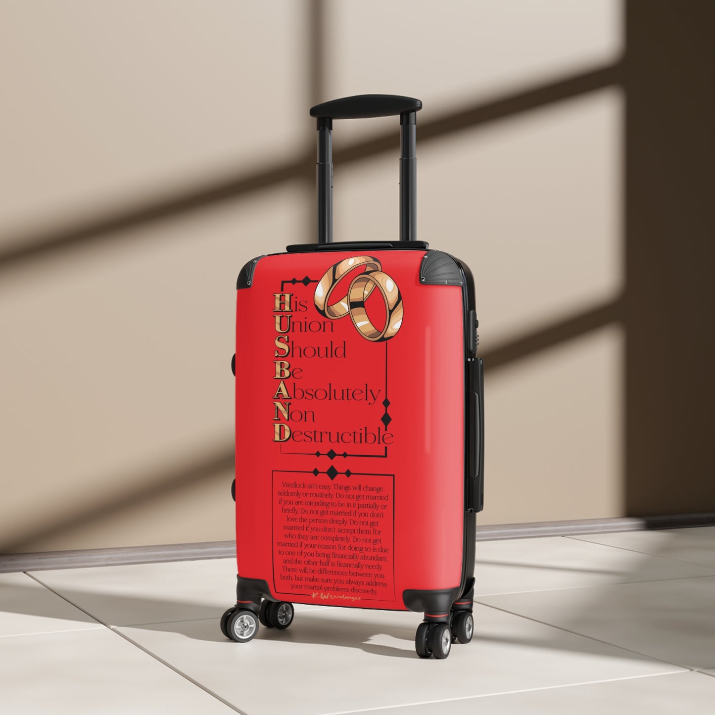 H.U.S.B.A.N.D. Durable Travel Suitcase for Couples, Wedding Gift, Unique Honeymoon Luggage, Personalized Travel Gear, Romantic Vacation Bag