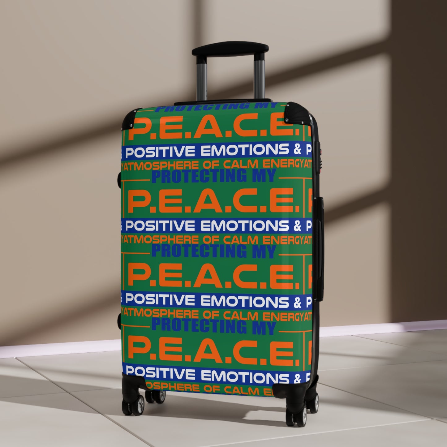 Protecting My PEACE l Vibes Suitcase | Travel Luggage for Stress-Free Journeys, Positive Emotions, Adventure, Gifts for Travelers