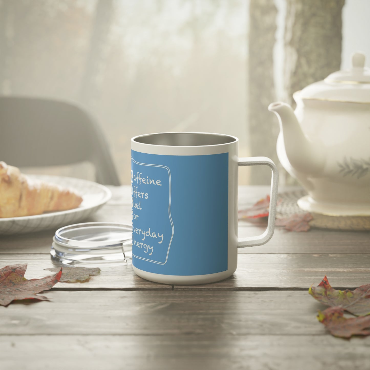 C.O.F.F.E.E. (Caffeine Offers Fuel For Everyday Energy) Lovers Insulated Mug, 10oz – Fun Caffeine Fuel Design, Perfect for Gifts, Everyday Use