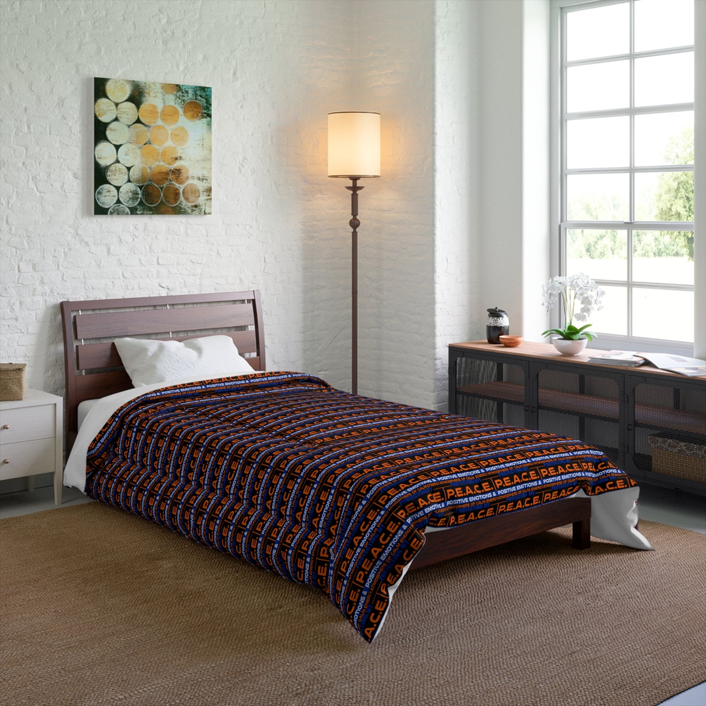 Protecting My P.E.A.C.E. Themed Comforter, Cozy Bedding for Relaxation, Mindfulness Decor, Ideal for Spiritual Retreats