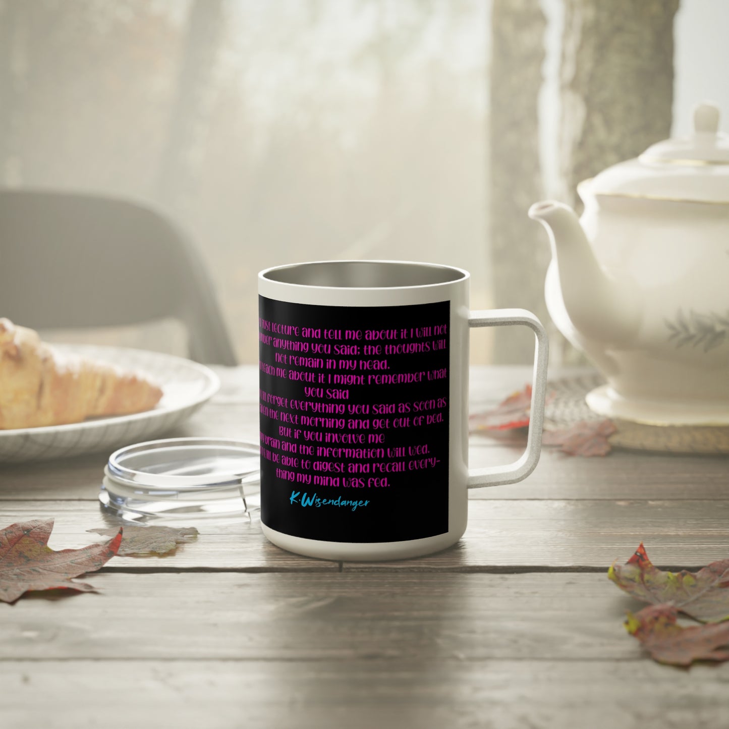 T.E.A.C.H.E.R. Motivational Insulated Coffee Mug - 10oz, Perfect for Educators, Teacher Gifts, Office Decor, Inspirational Quotes, Back to School