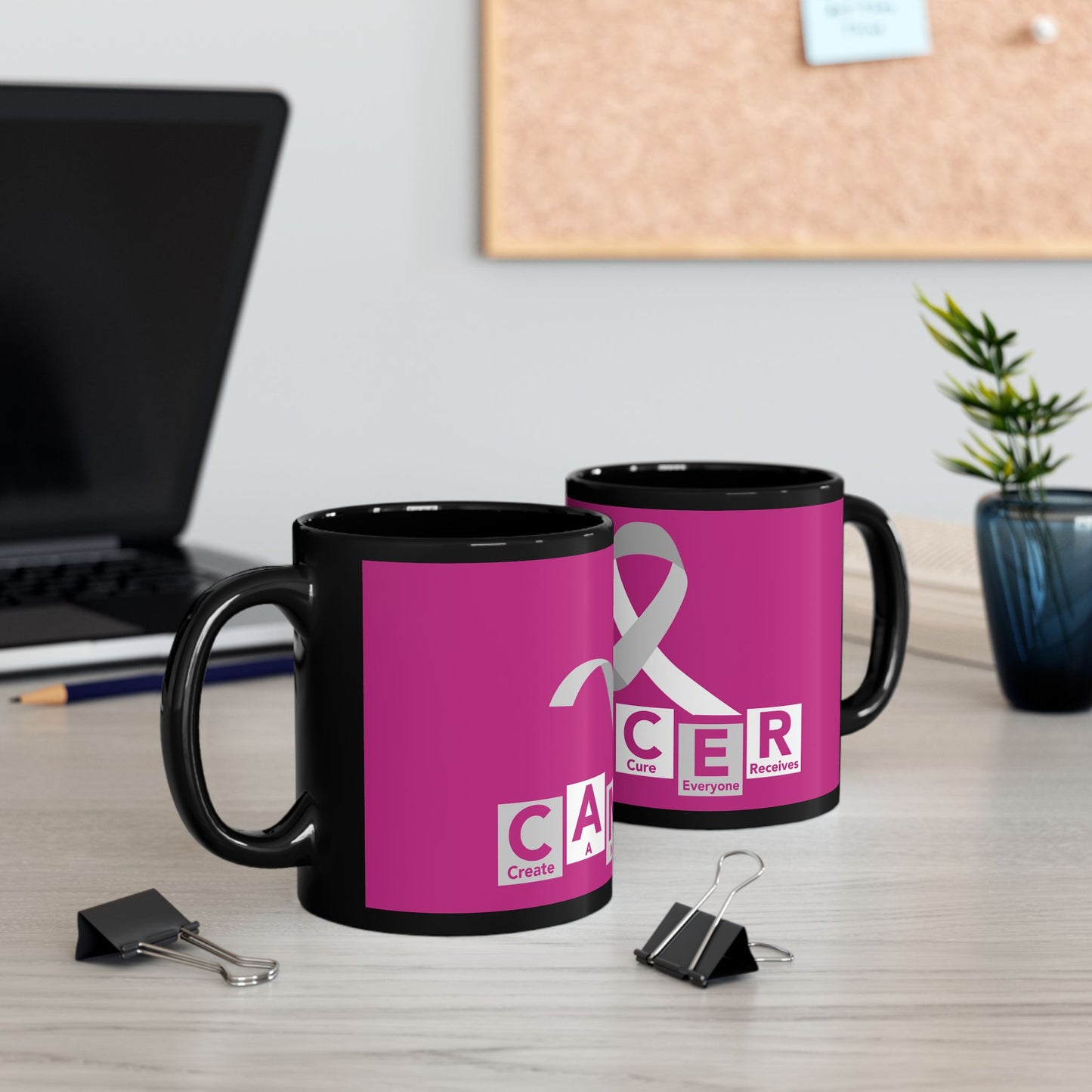 C.A.N.C.E.R. (Create A New Cure Everyone Receives) Pink Ribbon Cancer Awareness Mug | Gift for Support, Fundraiser, Survivor, Cure, Awareness