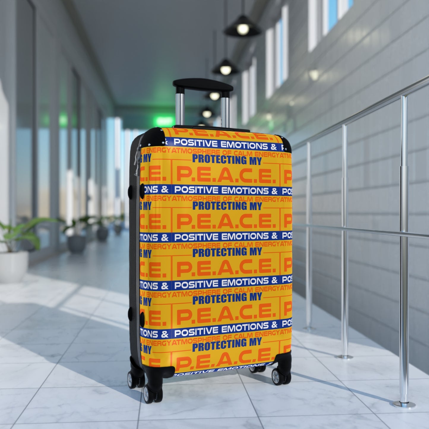 Protecting My P.E.A.C.E. Stylish Suitcase with Positive Vibes | Travel Gear, Luggage, Vacation Bag, Gift for Travelers, Peaceful Travel Essential