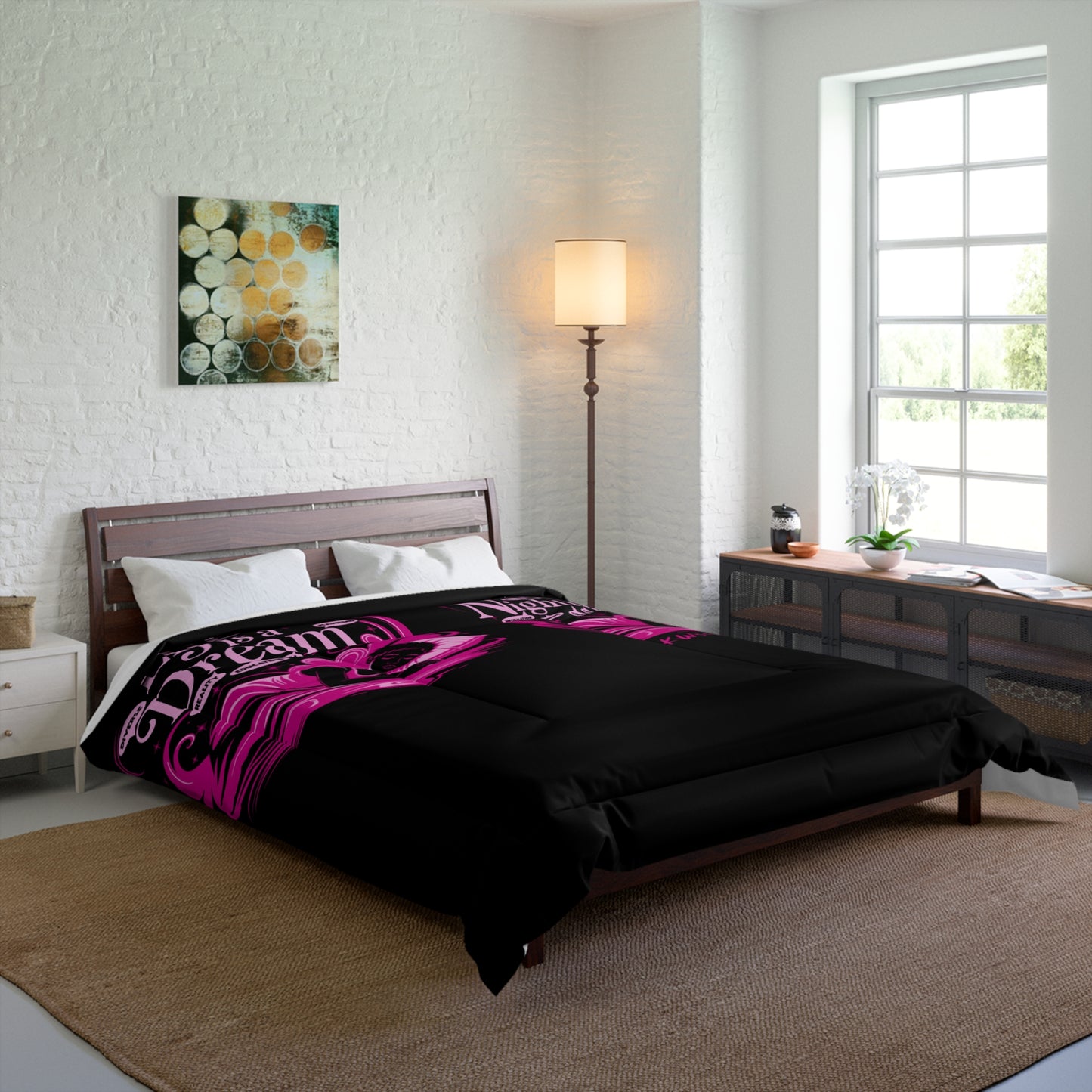 Life Is A Dream Comforter, Cozy Bedding Set, Gothic Home Decor, Boho Bedroom, Halloween Textile, Gift for Dreamers