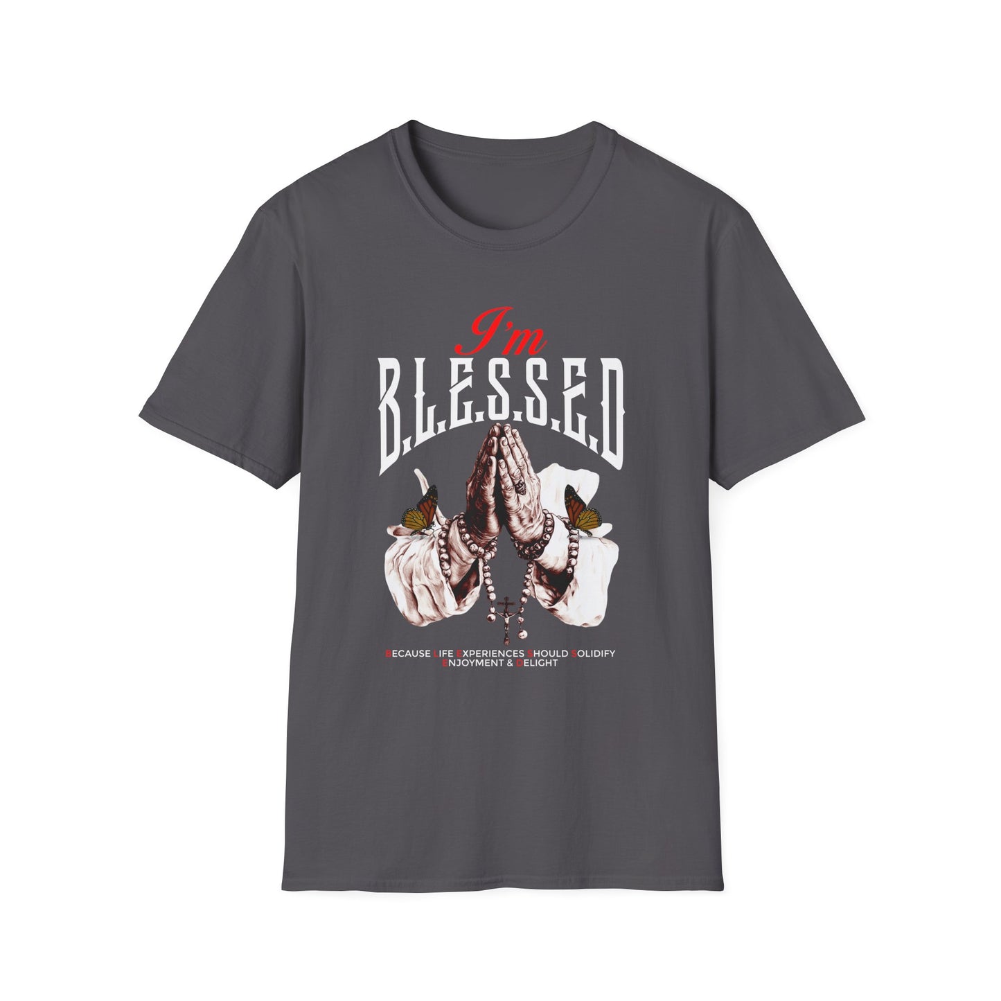 B.L.E.S.S.E.D. T-Shirt for Spirituality and Faith, Unisex Softstyle Tee